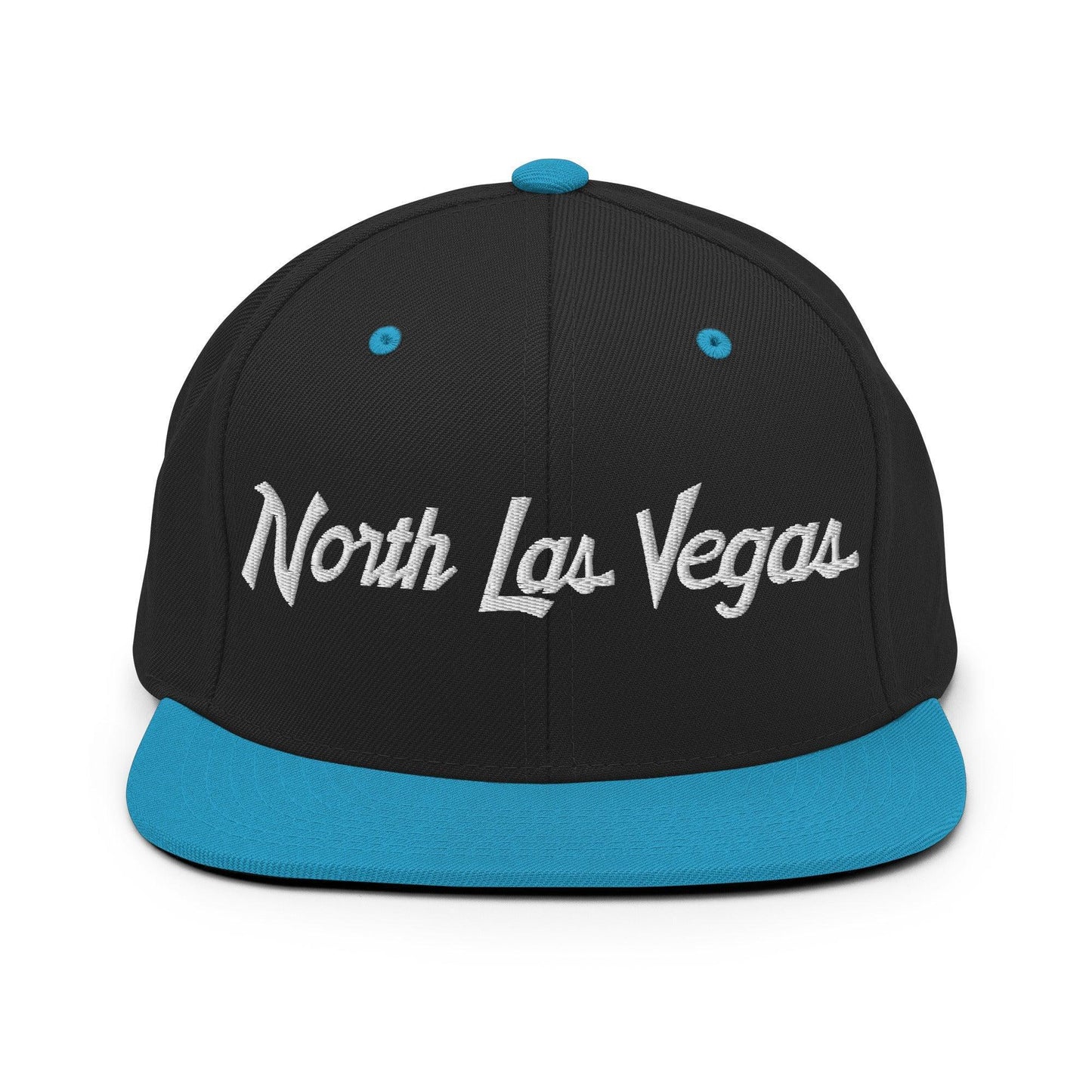 North Las Vegas Script Snapback Hat Black/ Teal