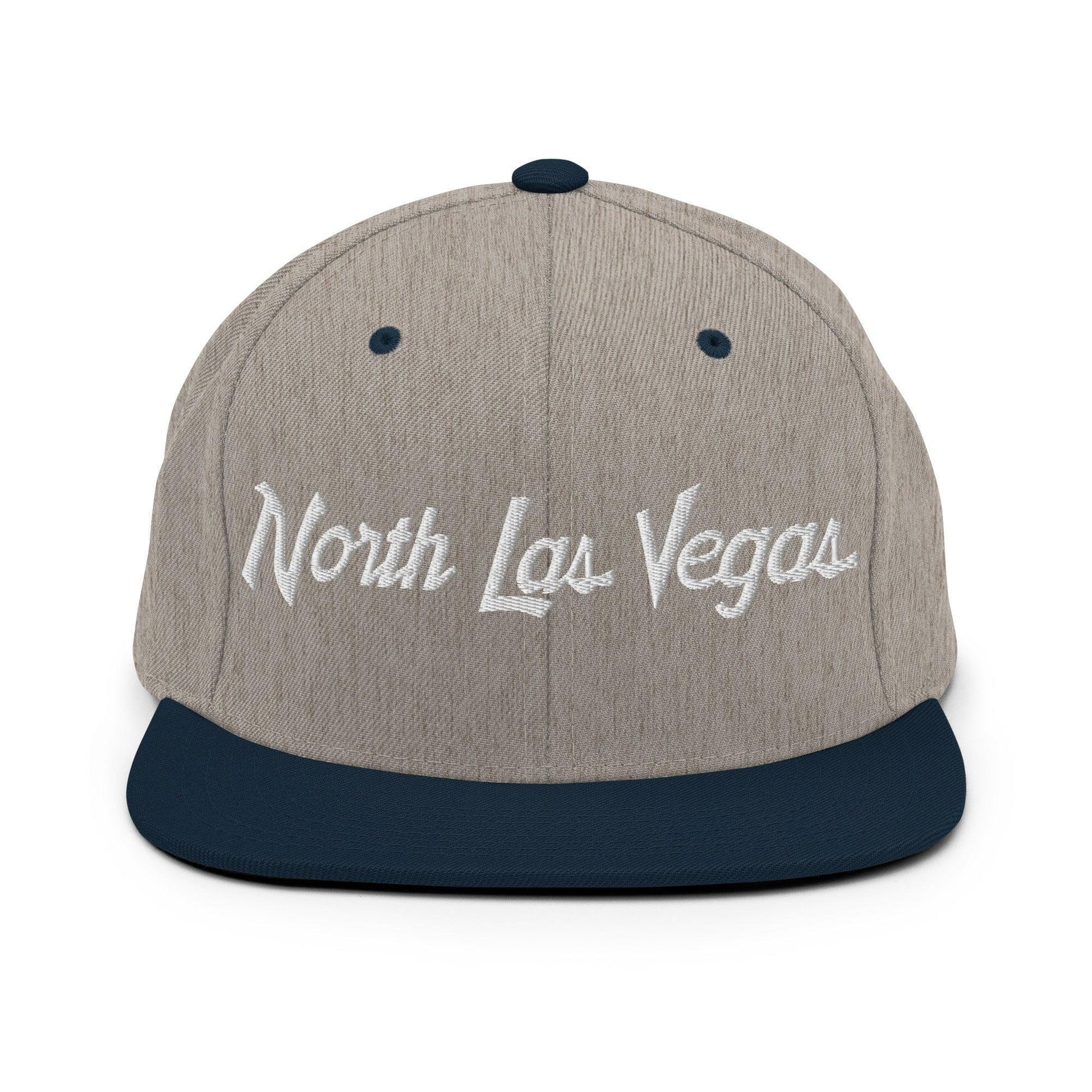 North Las Vegas Script Snapback Hat Heather Grey/ Navy