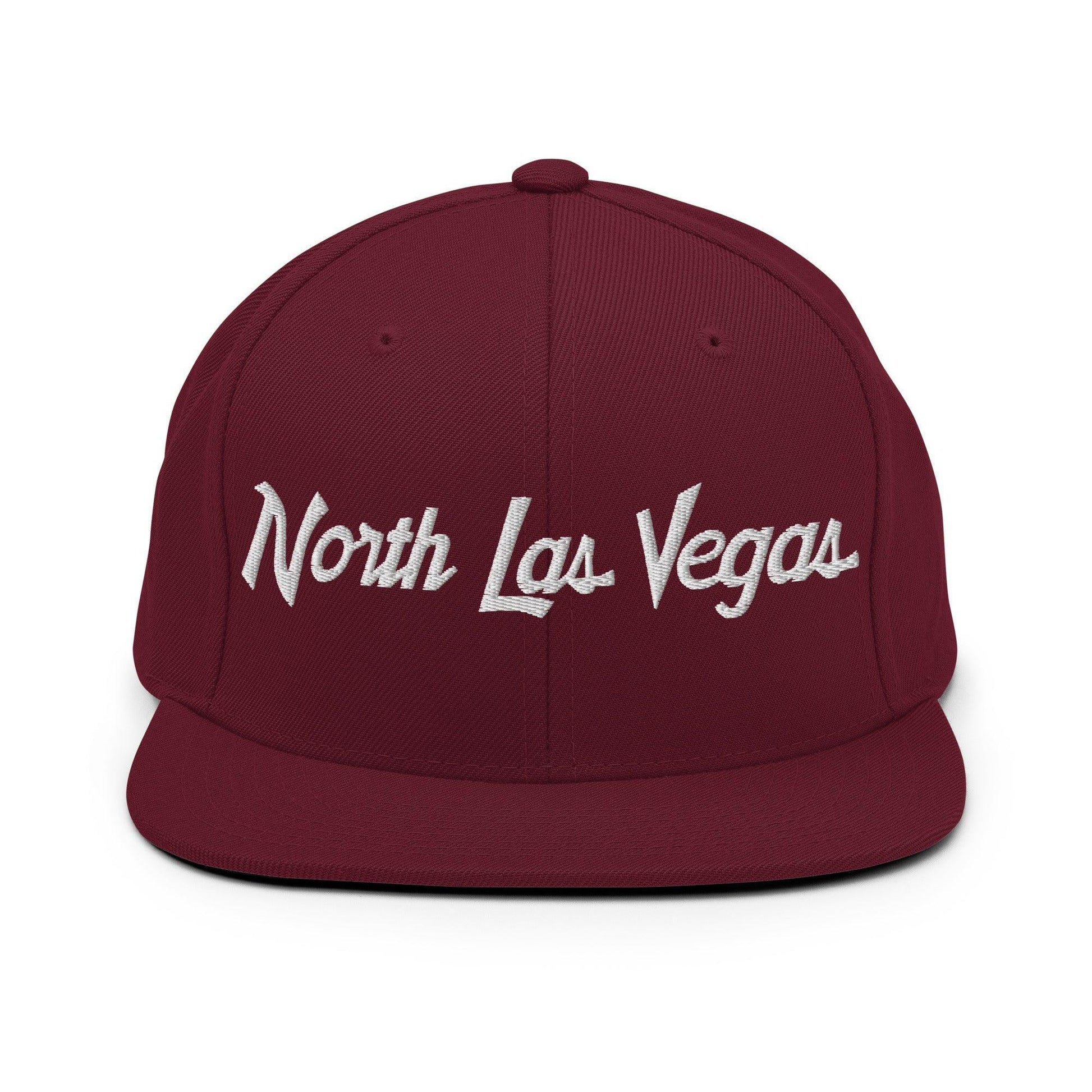 North Las Vegas Script Snapback Hat Maroon