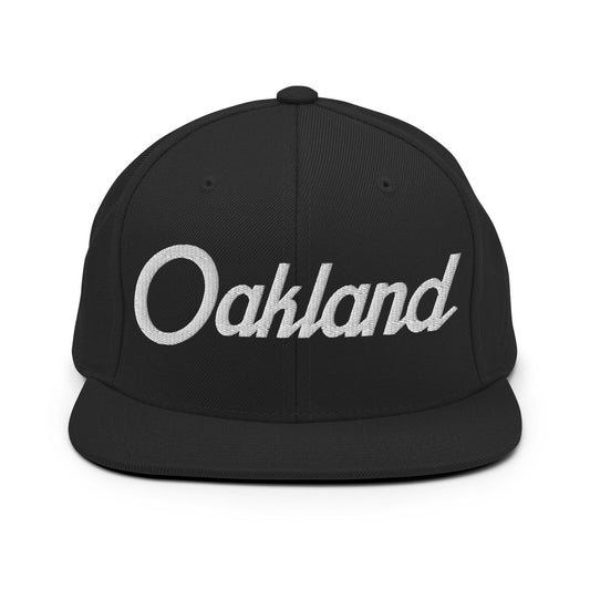 Oakland Script Snapback Hat Black