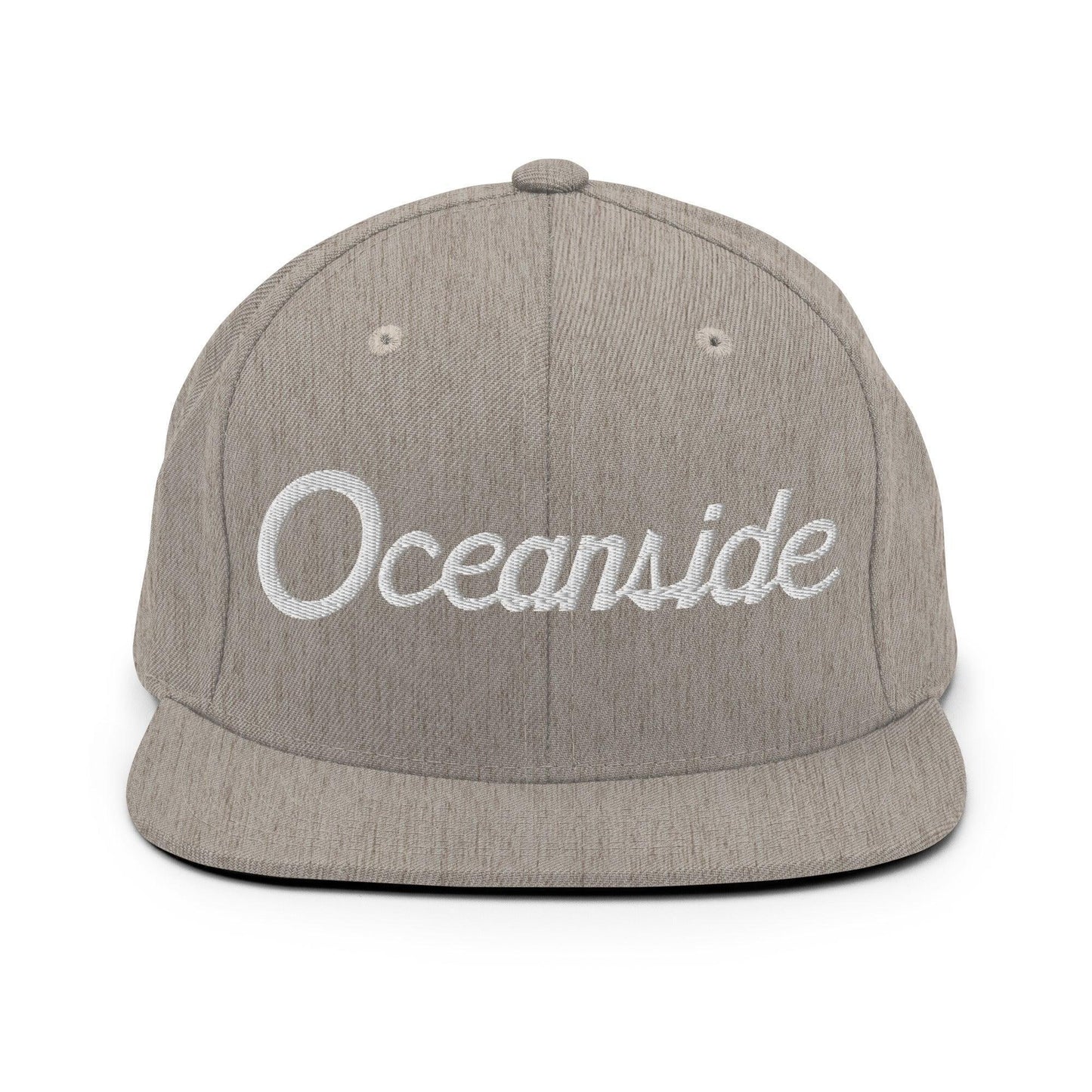 Oceanside Script Snapback Hat Heather Grey