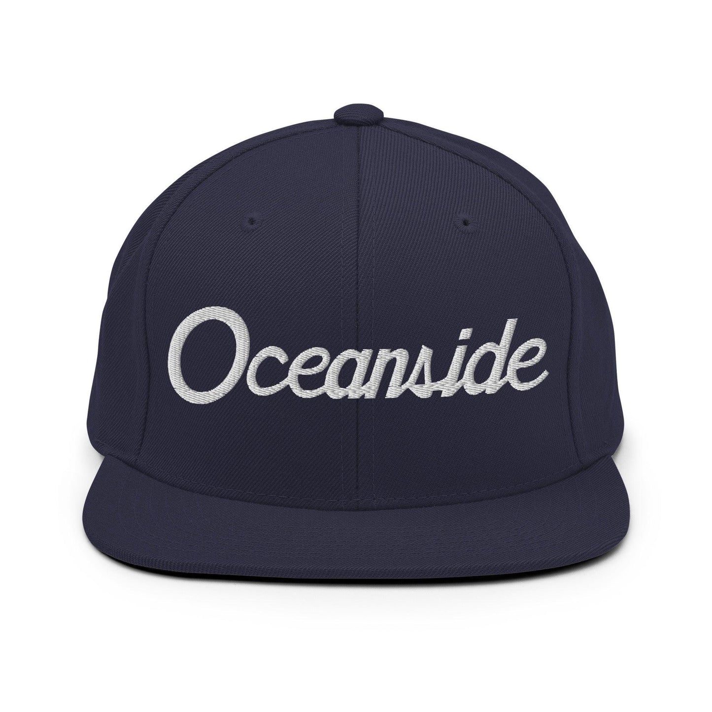 Oceanside Script Snapback Hat Navy