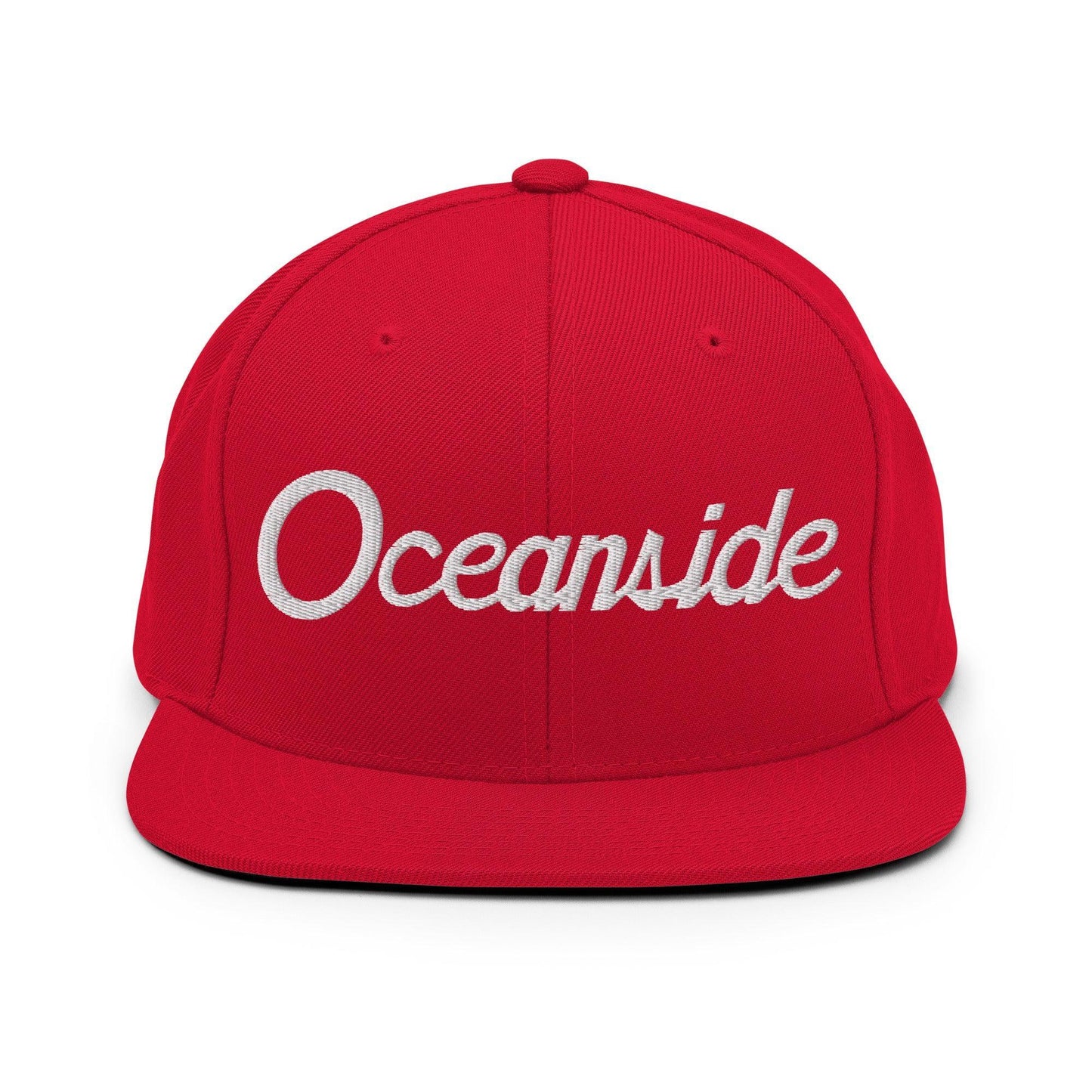 Oceanside Script Snapback Hat Red
