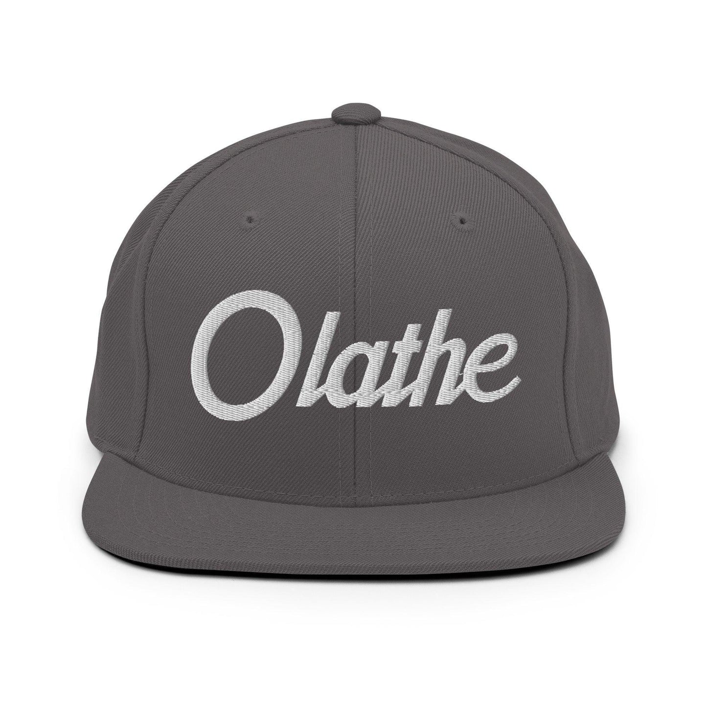 Olathe Script Snapback Hat Dark Grey