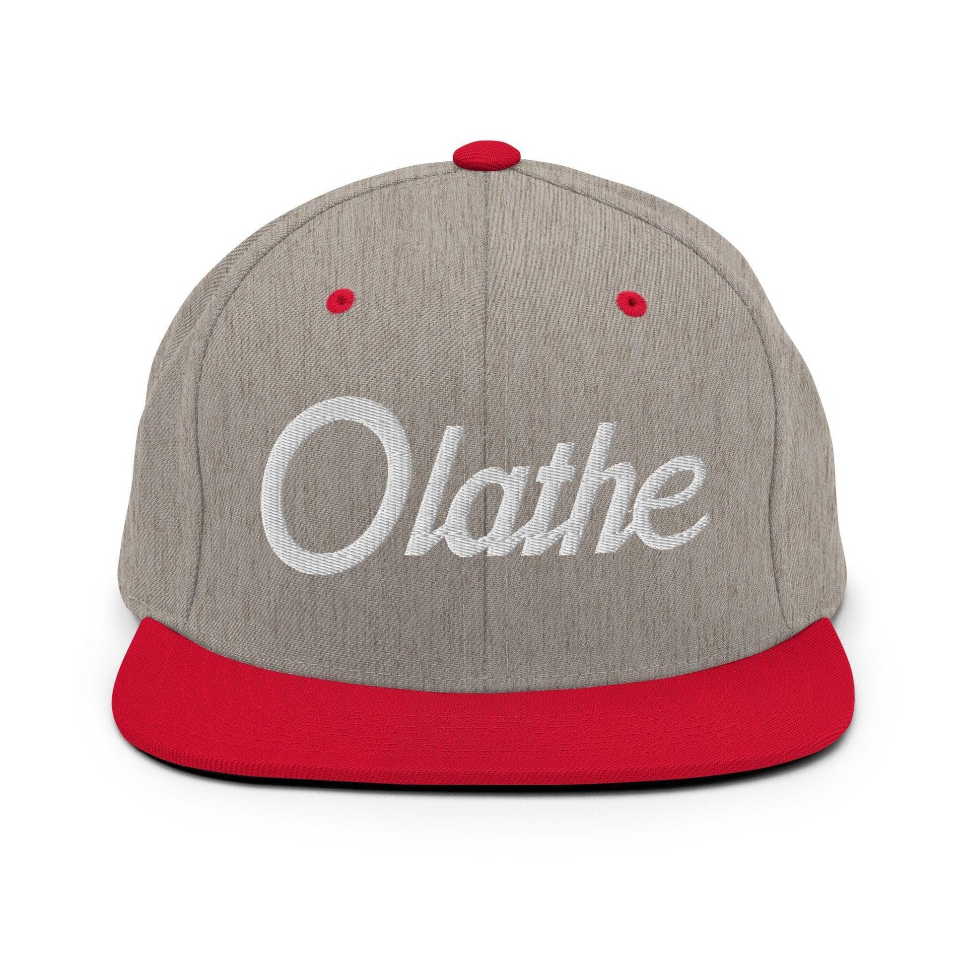 Olathe Script Snapback Hat Heather Grey/ Red