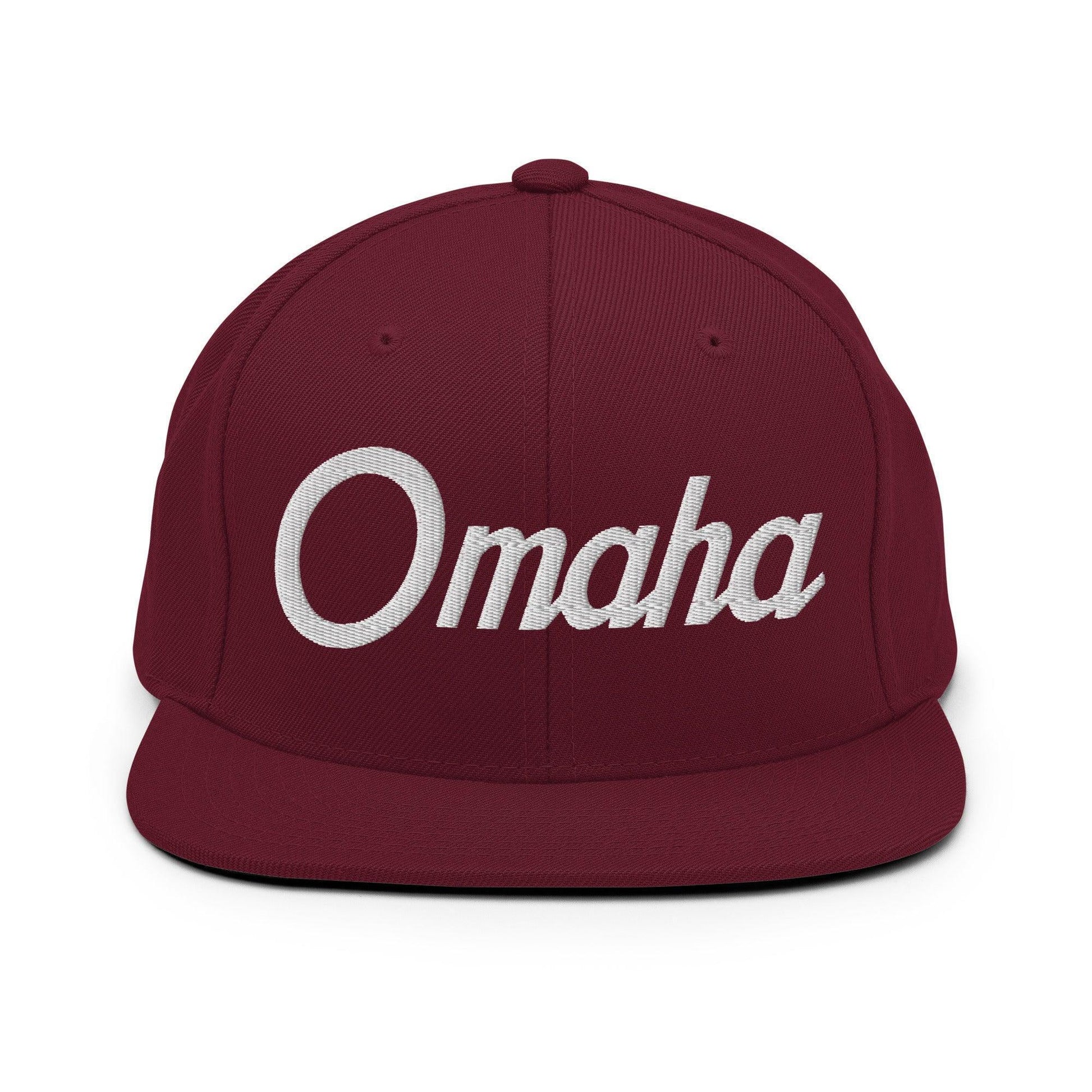 Omaha Script Snapback Hat Maroon
