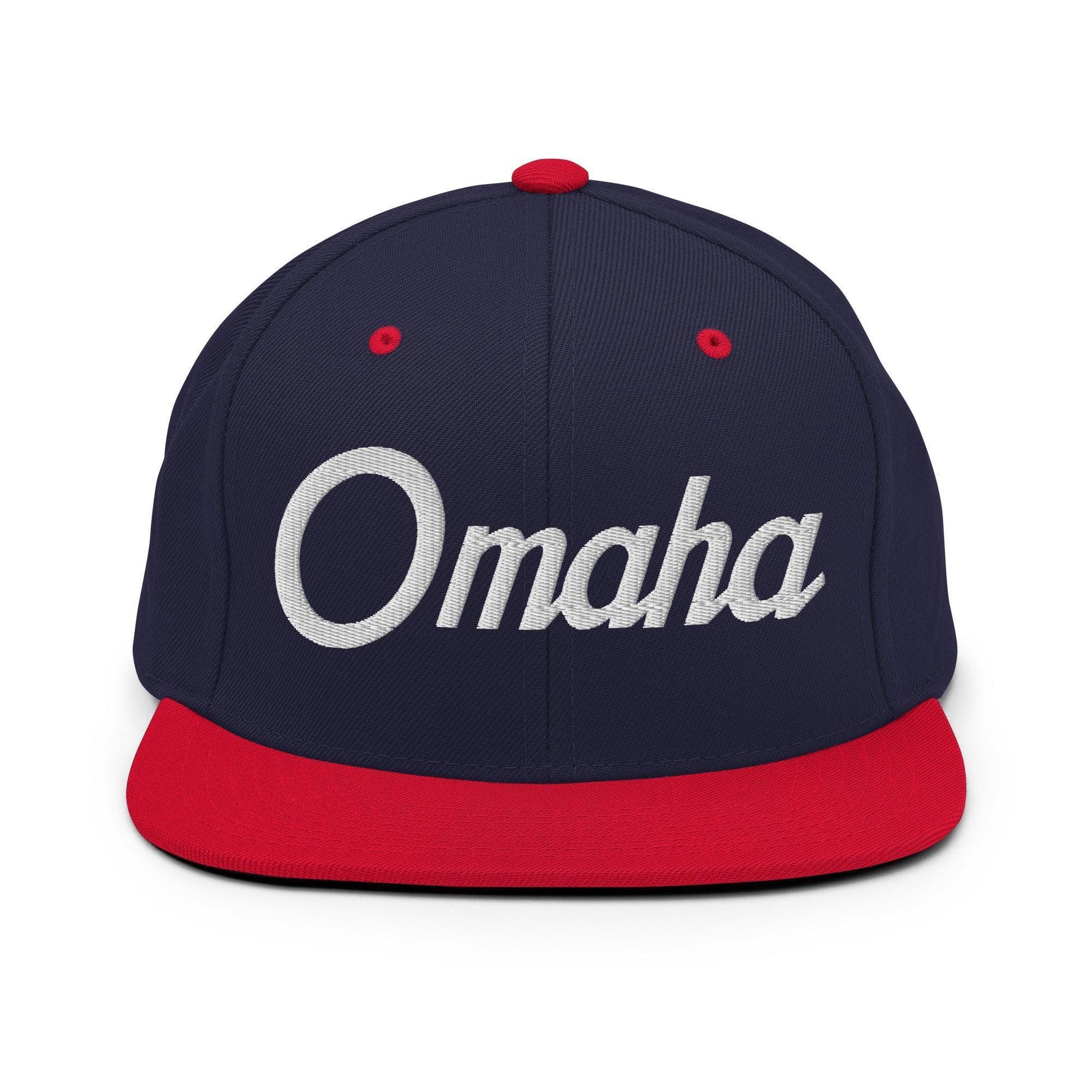 Omaha Script Snapback Hat Navy/ Red