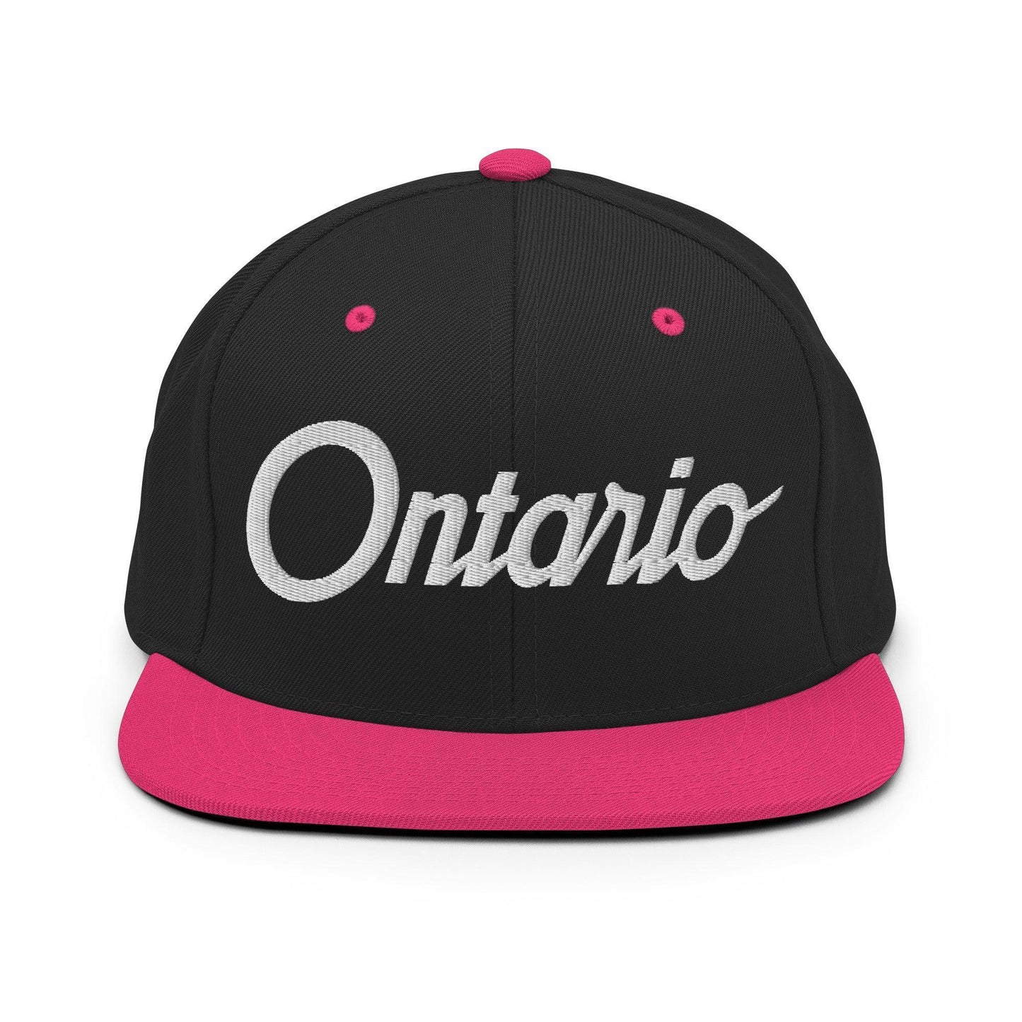 Ontario Script Snapback Hat Black/ Neon Pink
