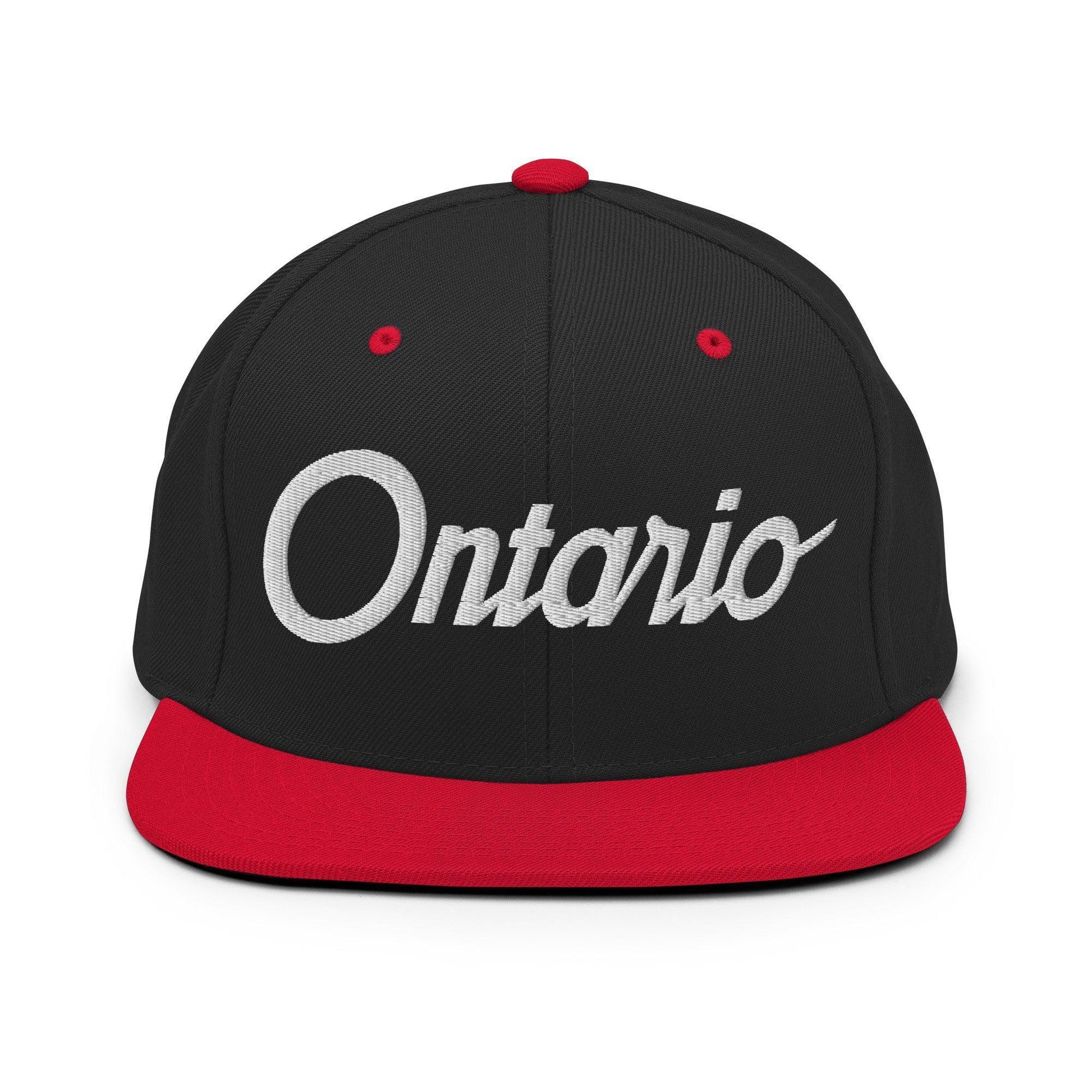 Ontario Script Snapback Hat Black/ Red
