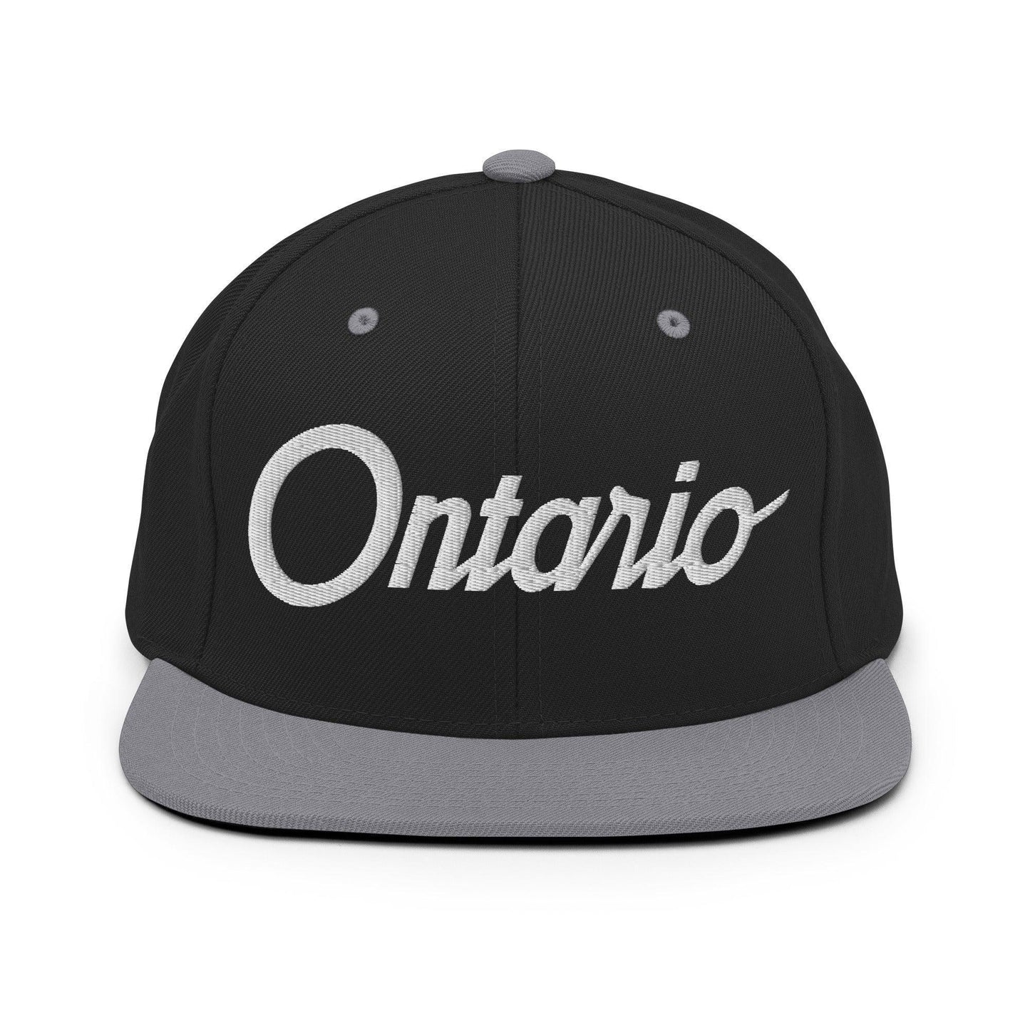 Ontario Script Snapback Hat Black/ Silver