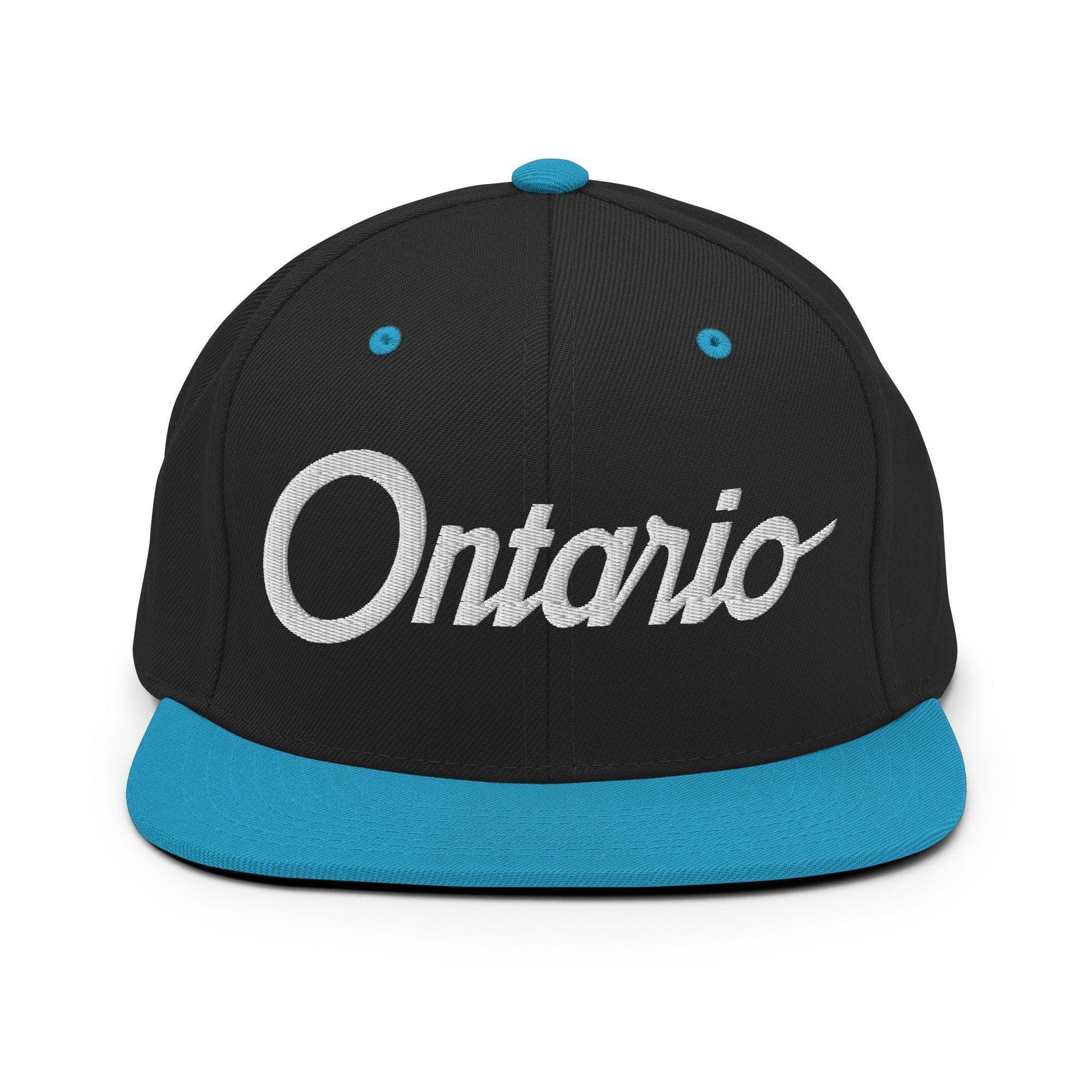 Ontario Script Snapback Hat Black/ Teal