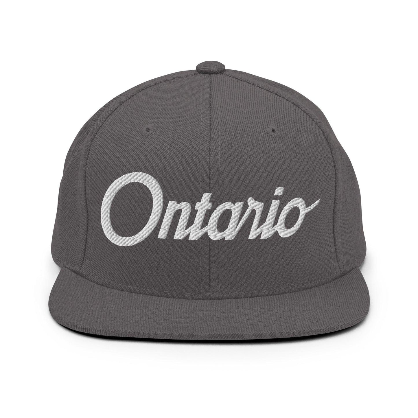 Ontario Script Snapback Hat Dark Grey