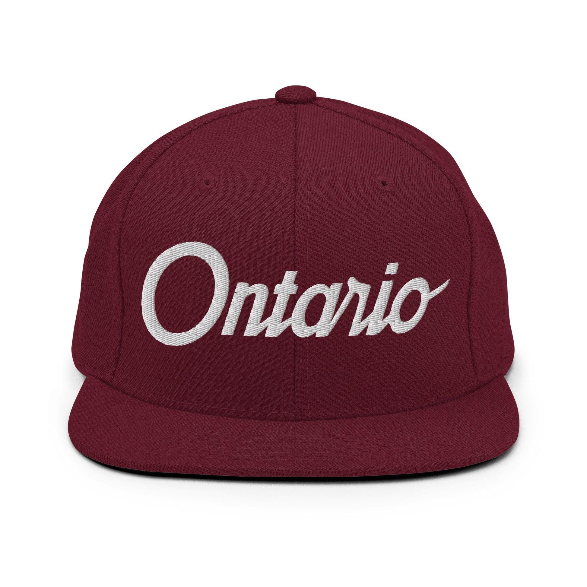 Ontario Script Snapback Hat Maroon