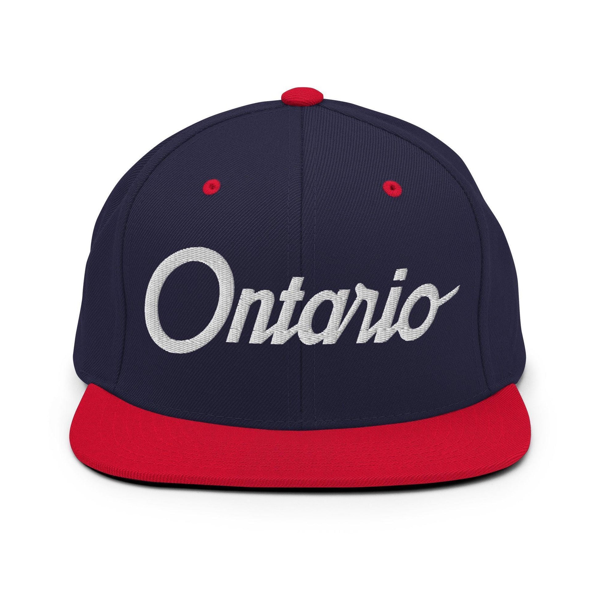 Ontario Script Snapback Hat Navy/ Red