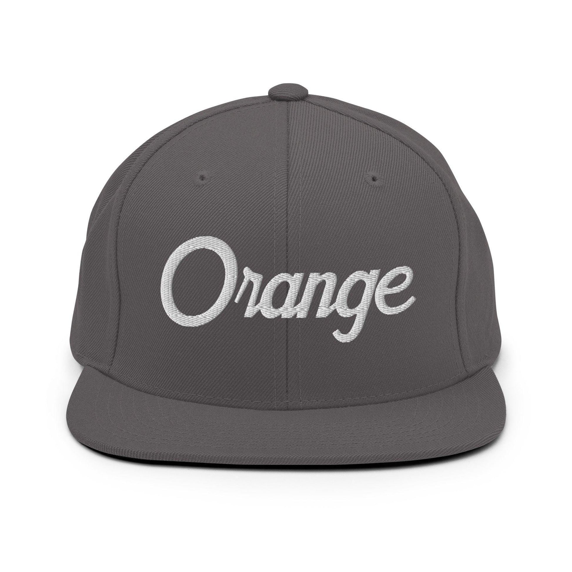 Orange Script Snapback Hat Dark Grey