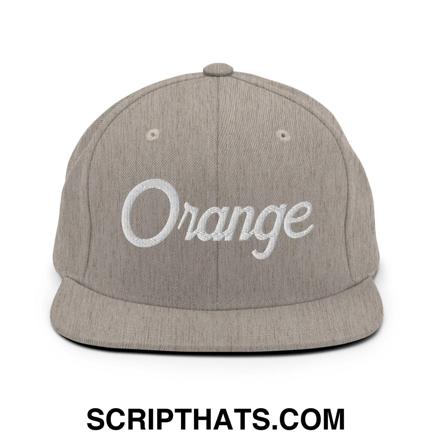 Orange Script Snapback Hat Heather Grey