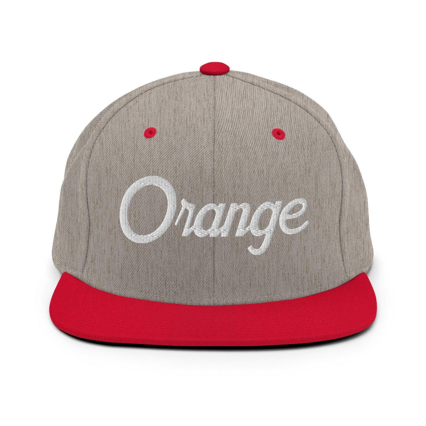 Orange Script Snapback Hat Heather Grey/ Red