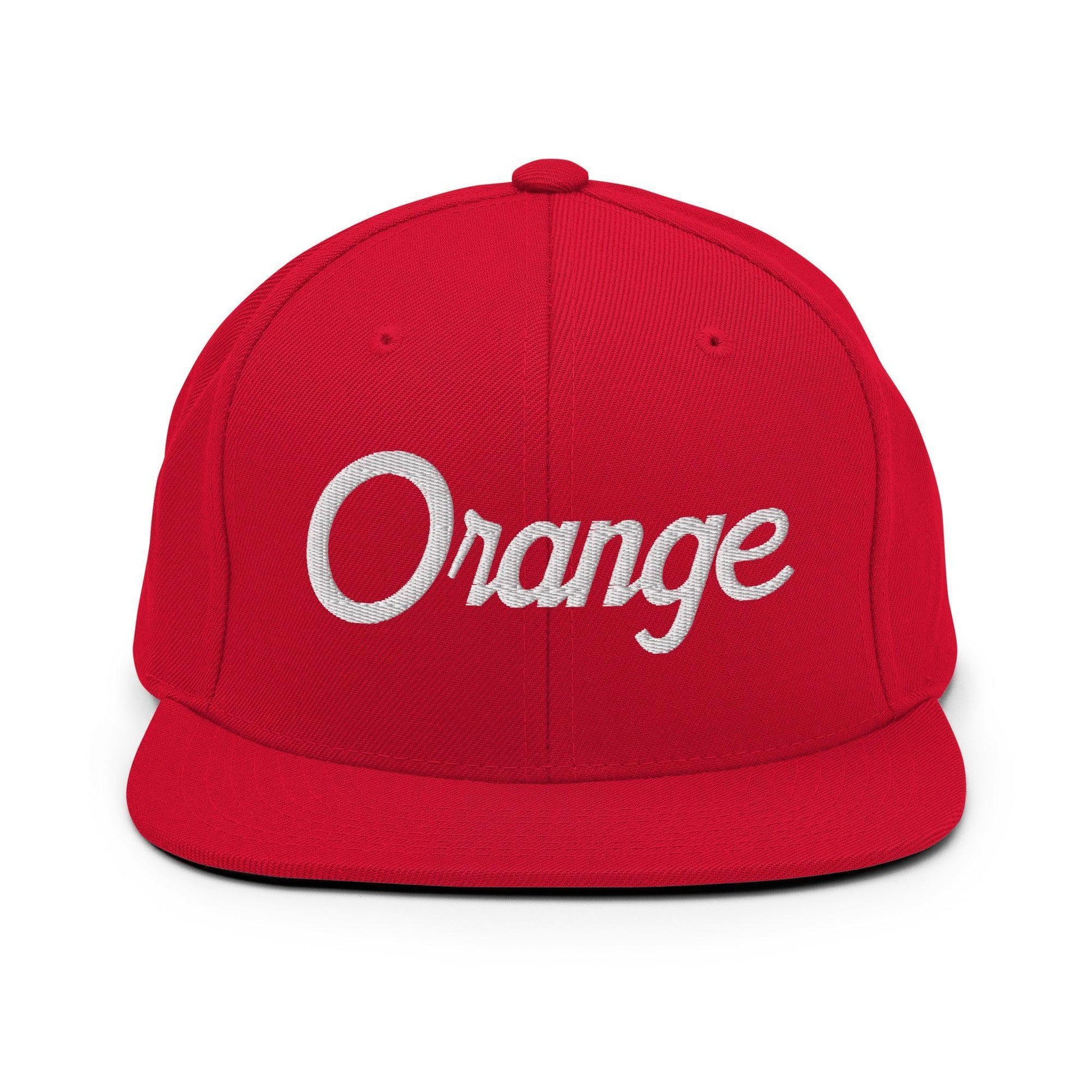 Orange Script Snapback Hat Red