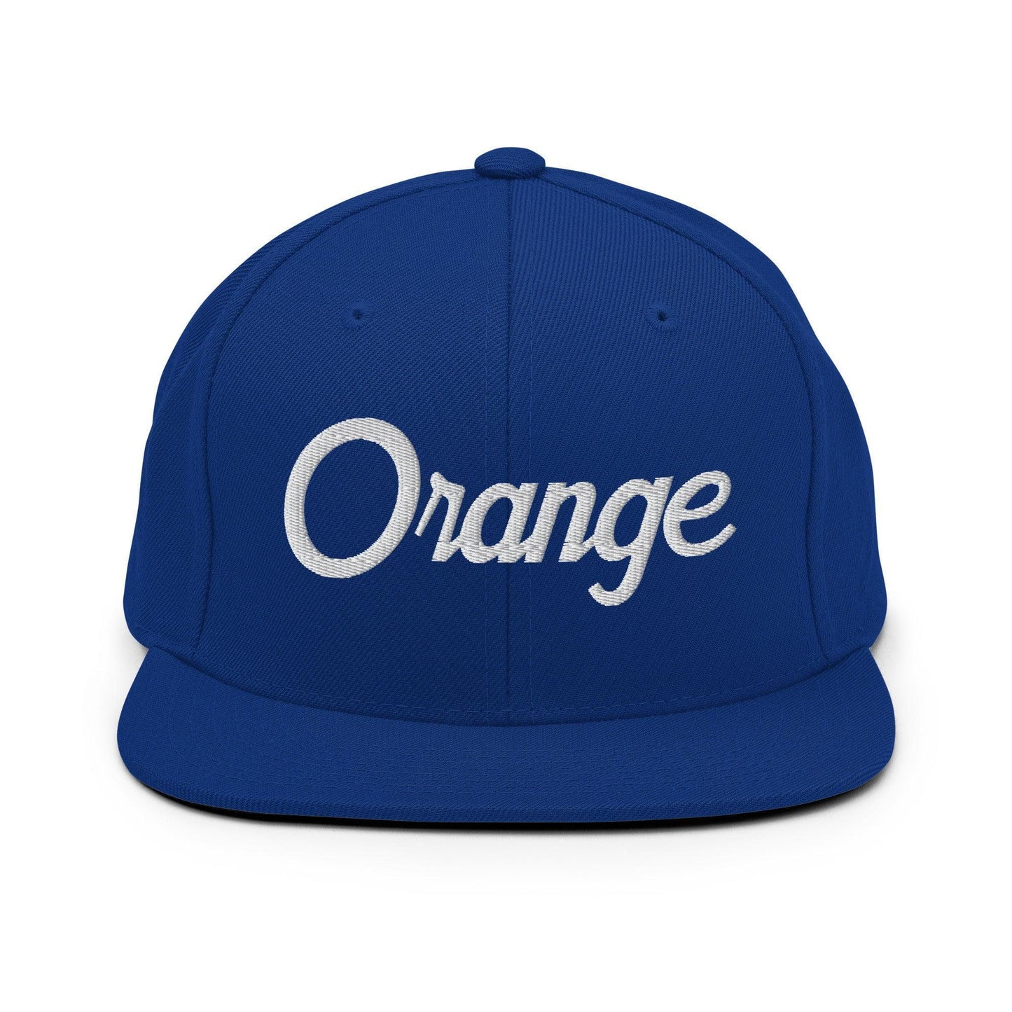 Orange Script Snapback Hat Royal Blue