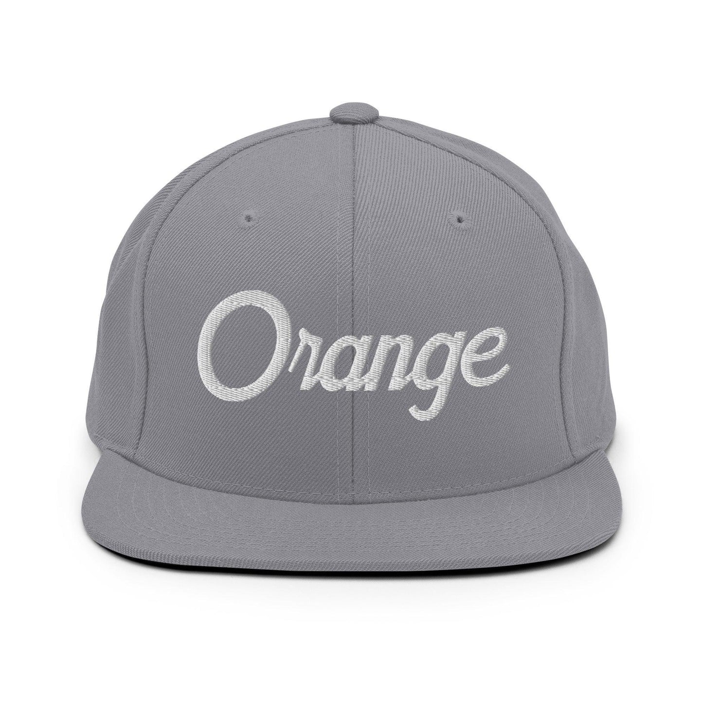 Orange Script Snapback Hat Silver