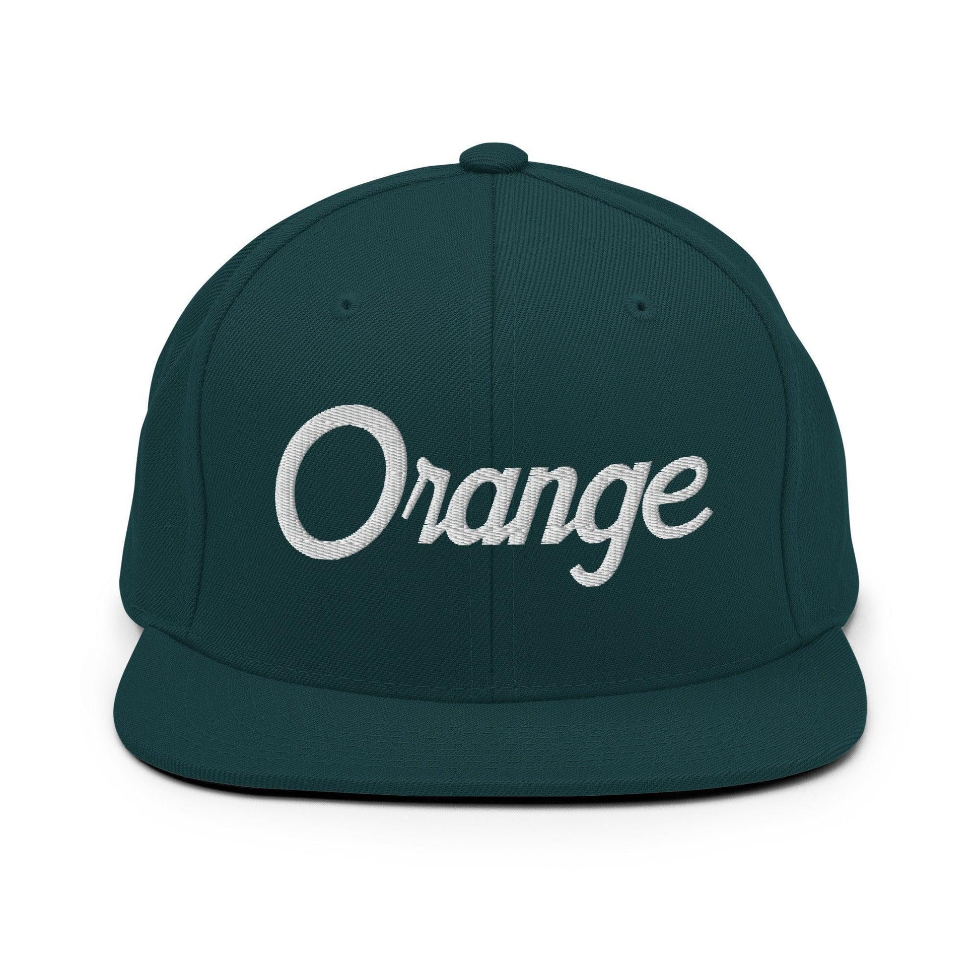 Orange Script Snapback Hat Spruce