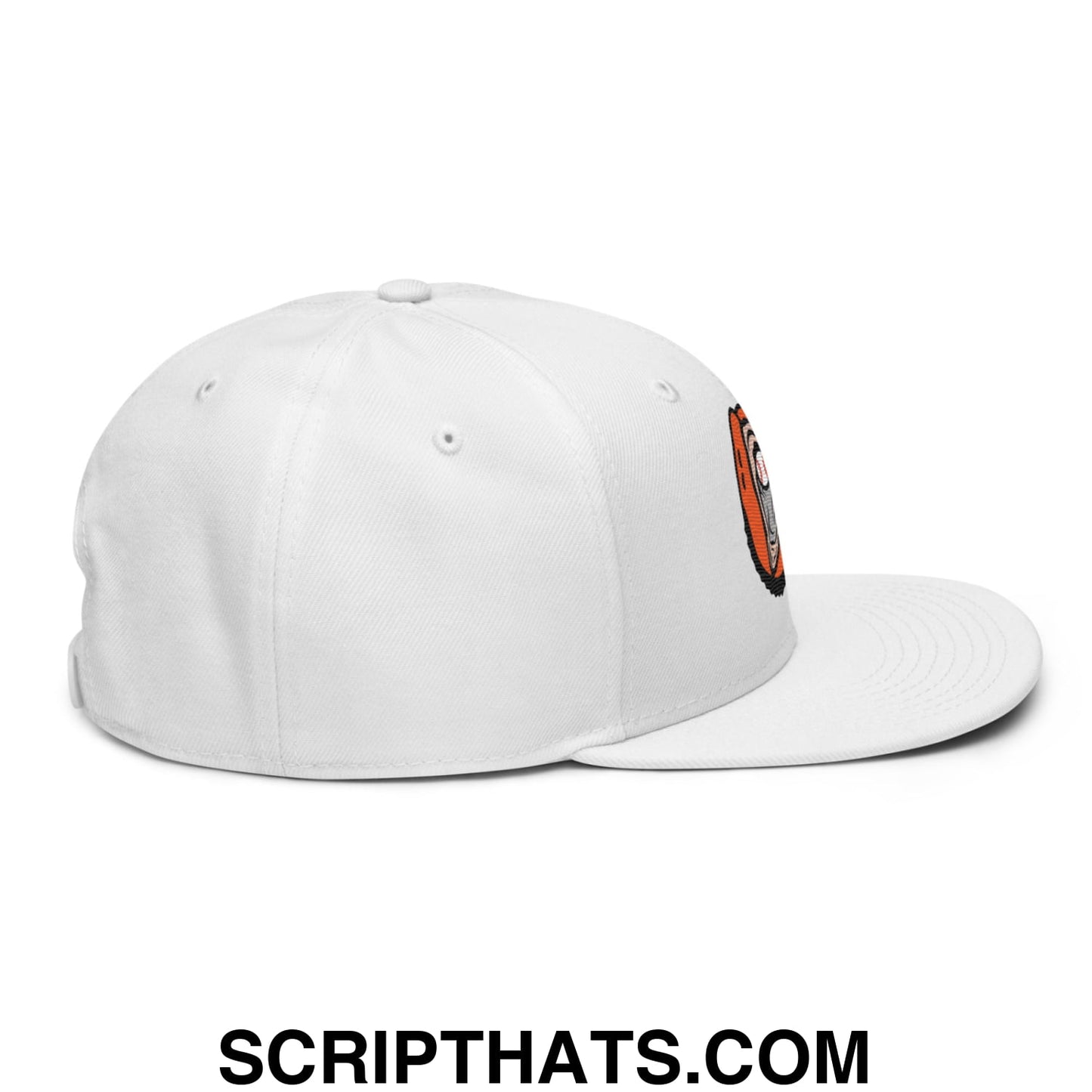 Oyster Catchers Baseball Embroidered Flat Bill Brim Snapback Hat White
