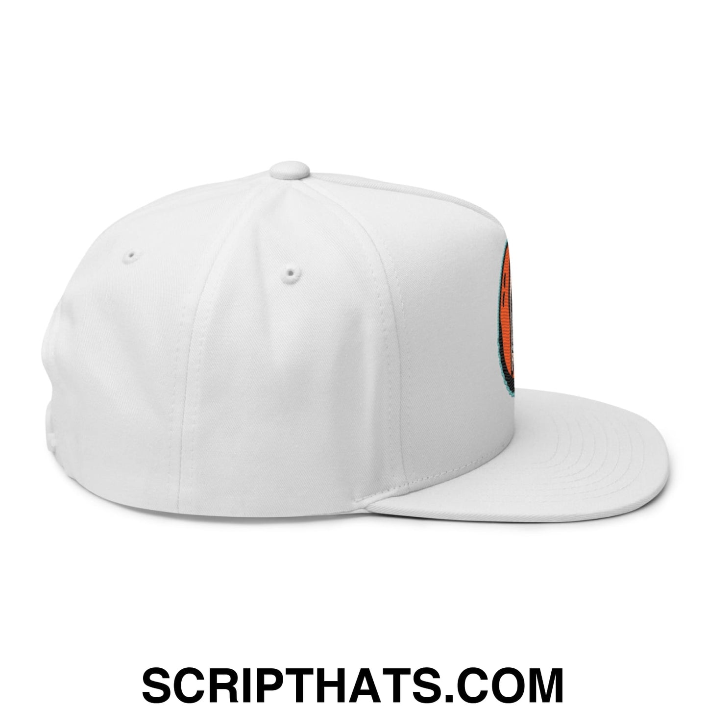 Oystercatchers Baseball Embroidered Flat Bill Brim 5 Panel Snapback Hat White