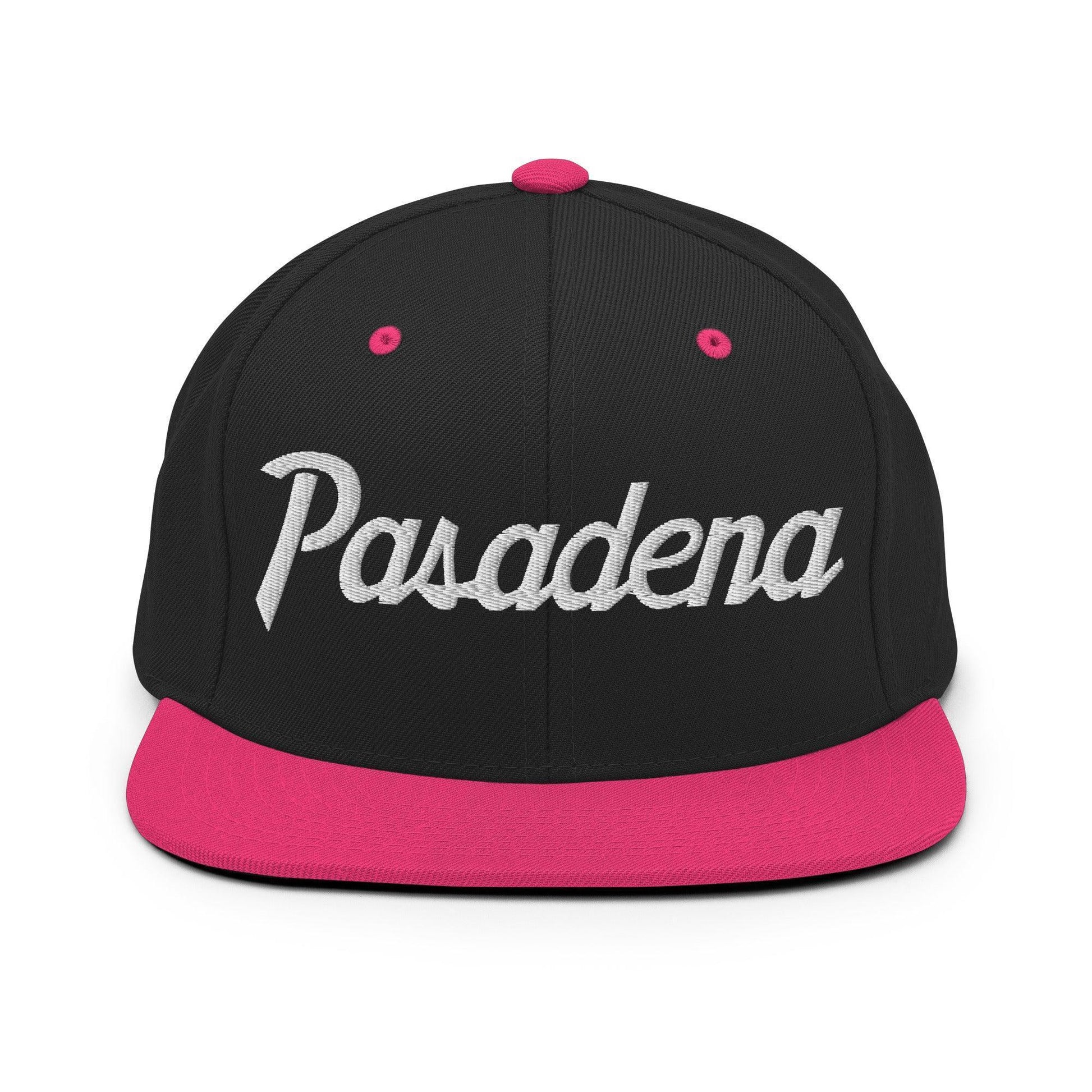 Pasadena Script Snapback Hat Black/ Neon Pink