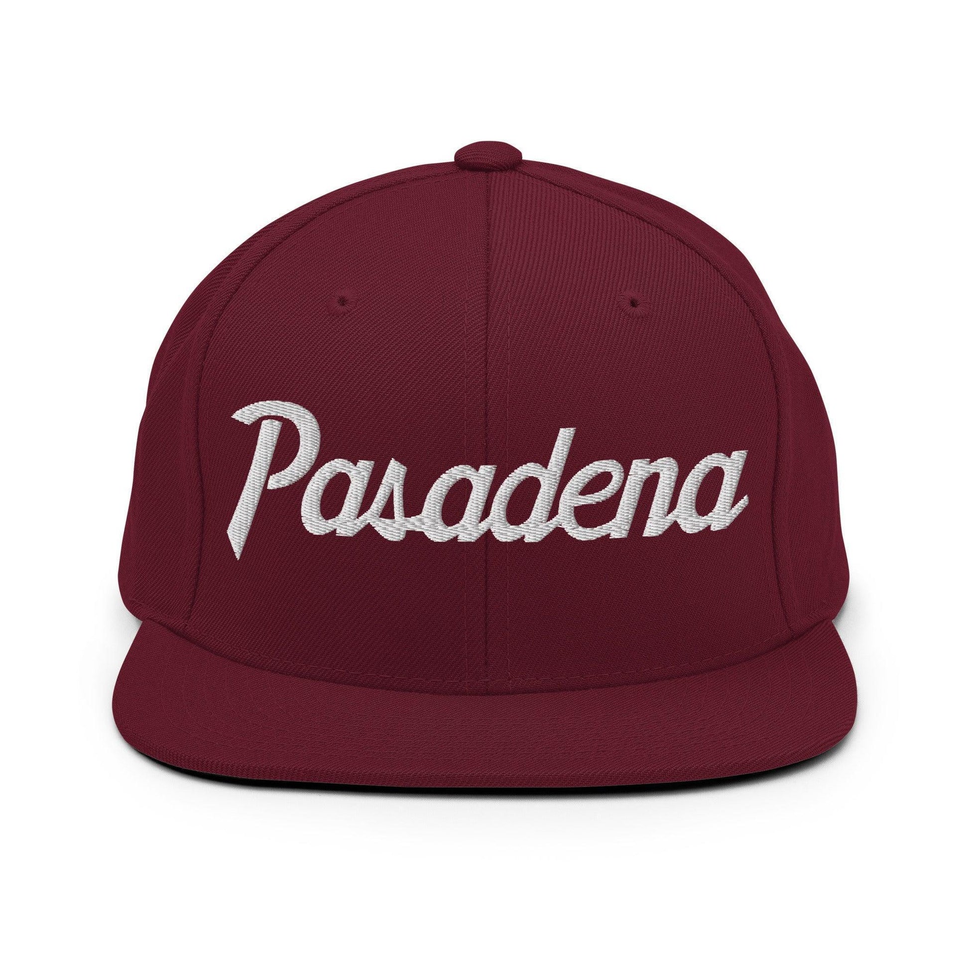 Pasadena Script Snapback Hat Maroon