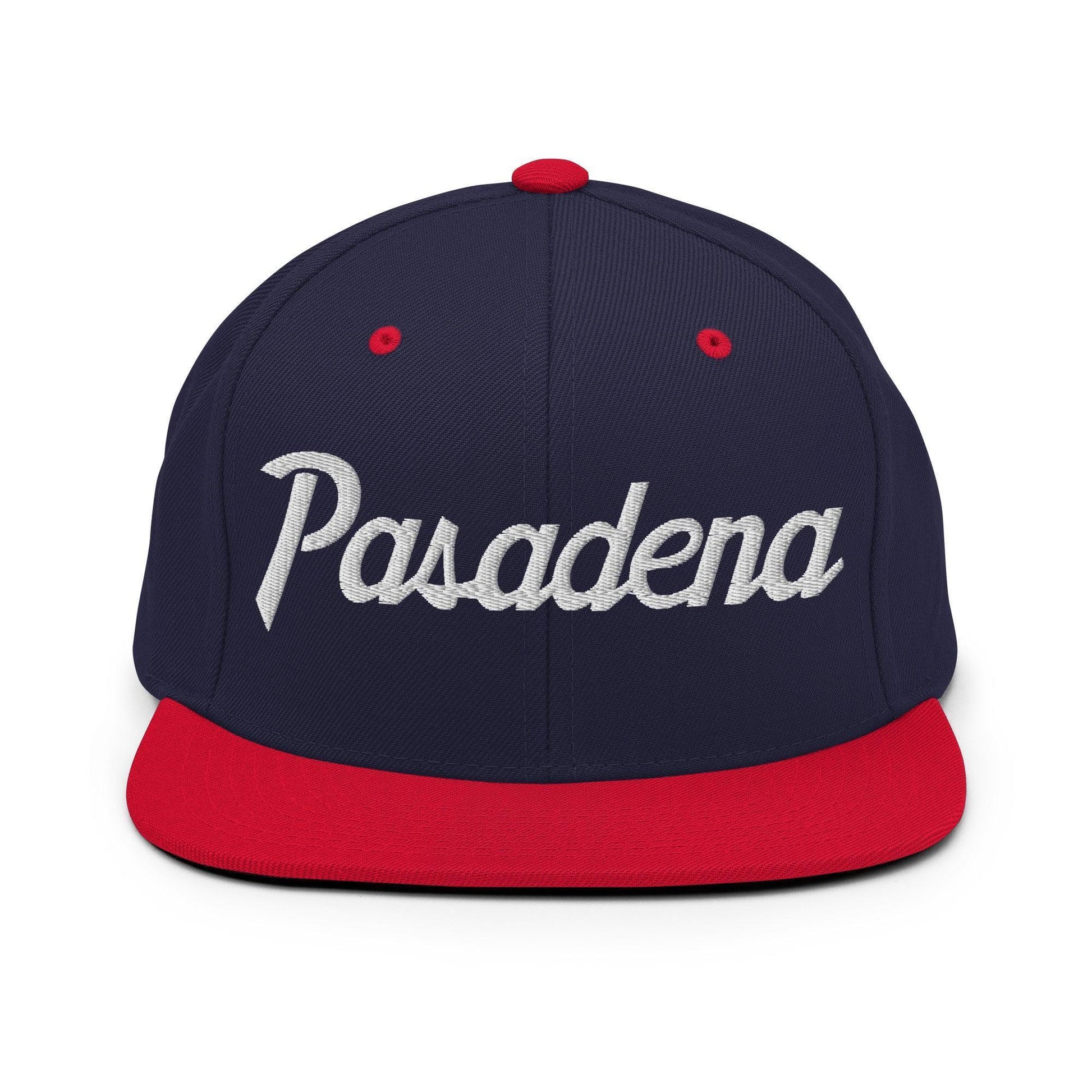 Pasadena Script Snapback Hat Navy/ Red