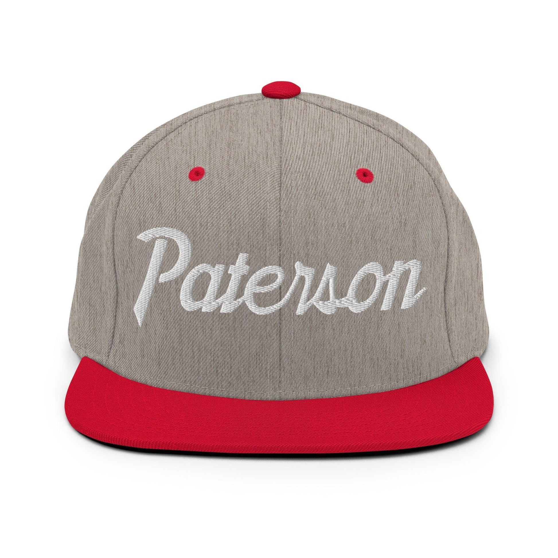 Paterson Script Snapback Hat Heather Grey/ Red