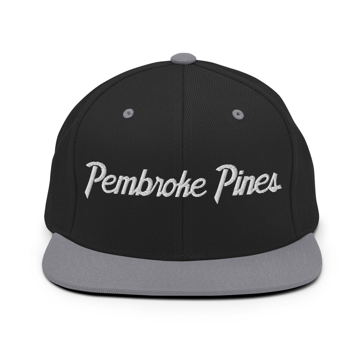 Pembroke Pines Script Snapback Hat Black/ Silver