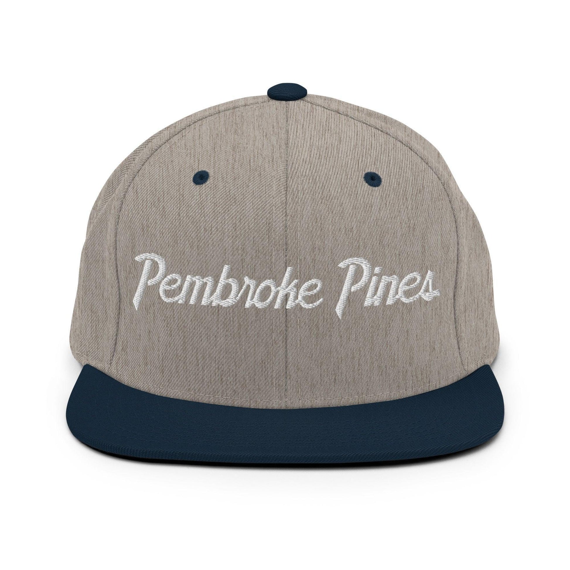 Pembroke Pines Script Snapback Hat Heather Grey/ Navy