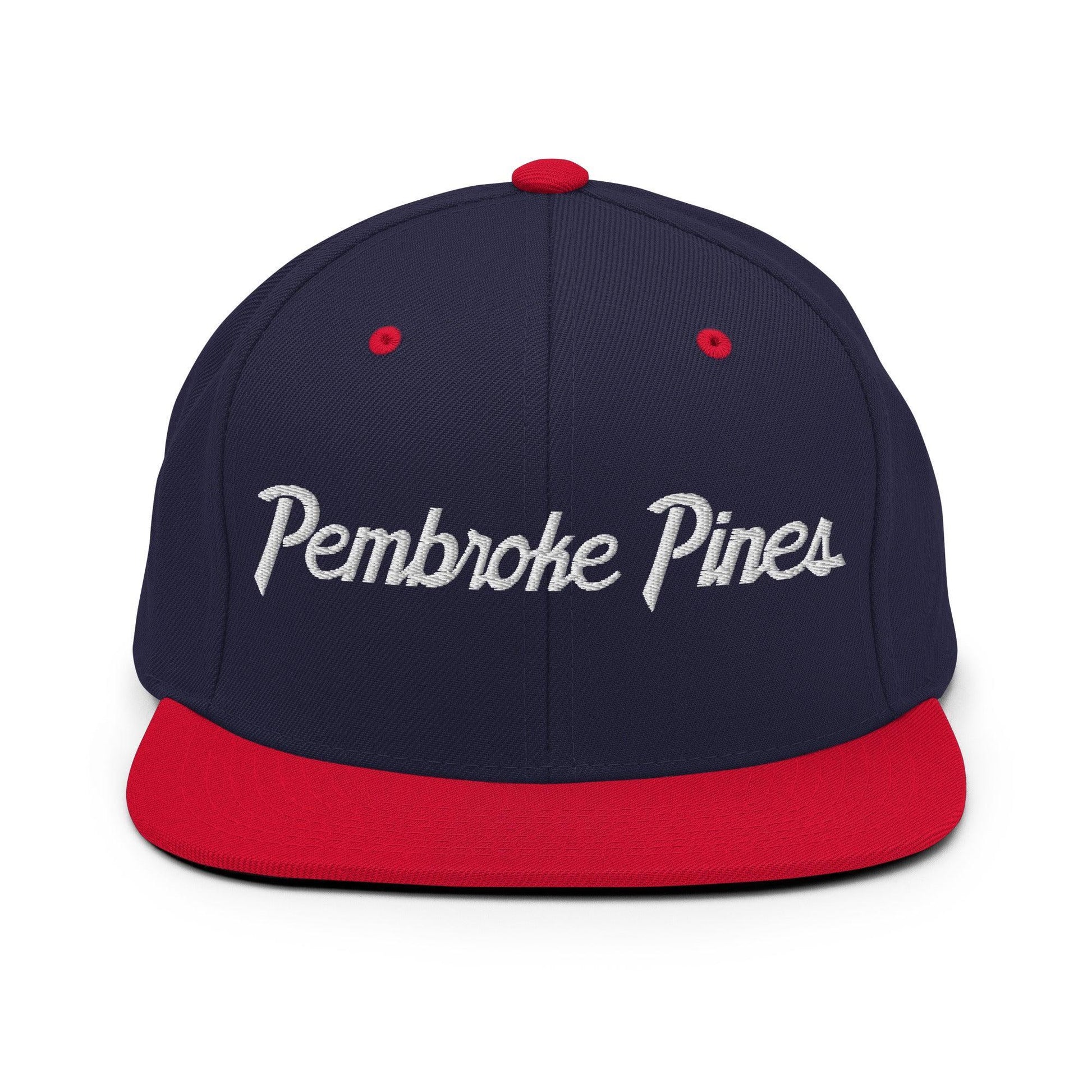 Pembroke Pines Script Snapback Hat Navy/ Red