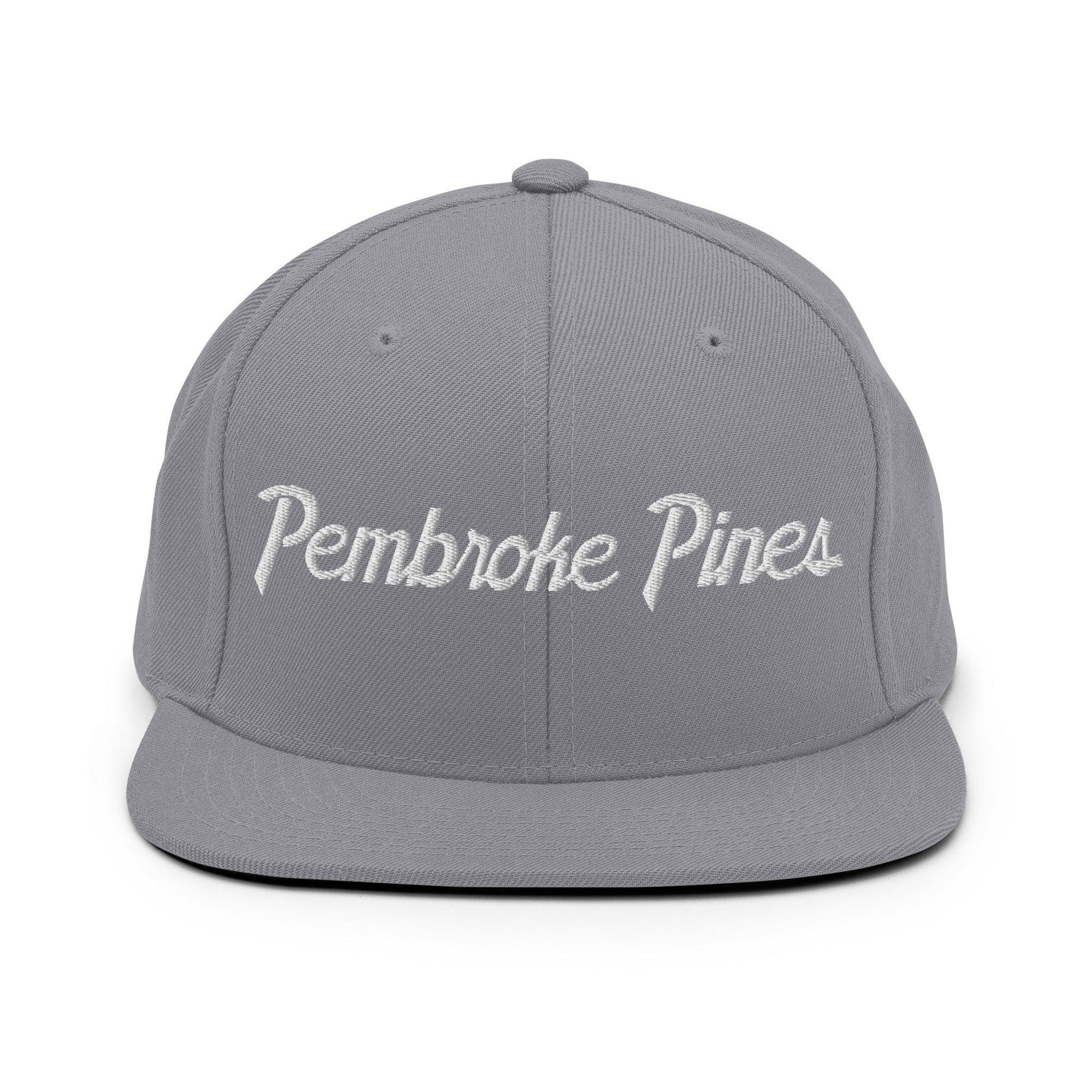 Pembroke Pines Script Snapback Hat Silver