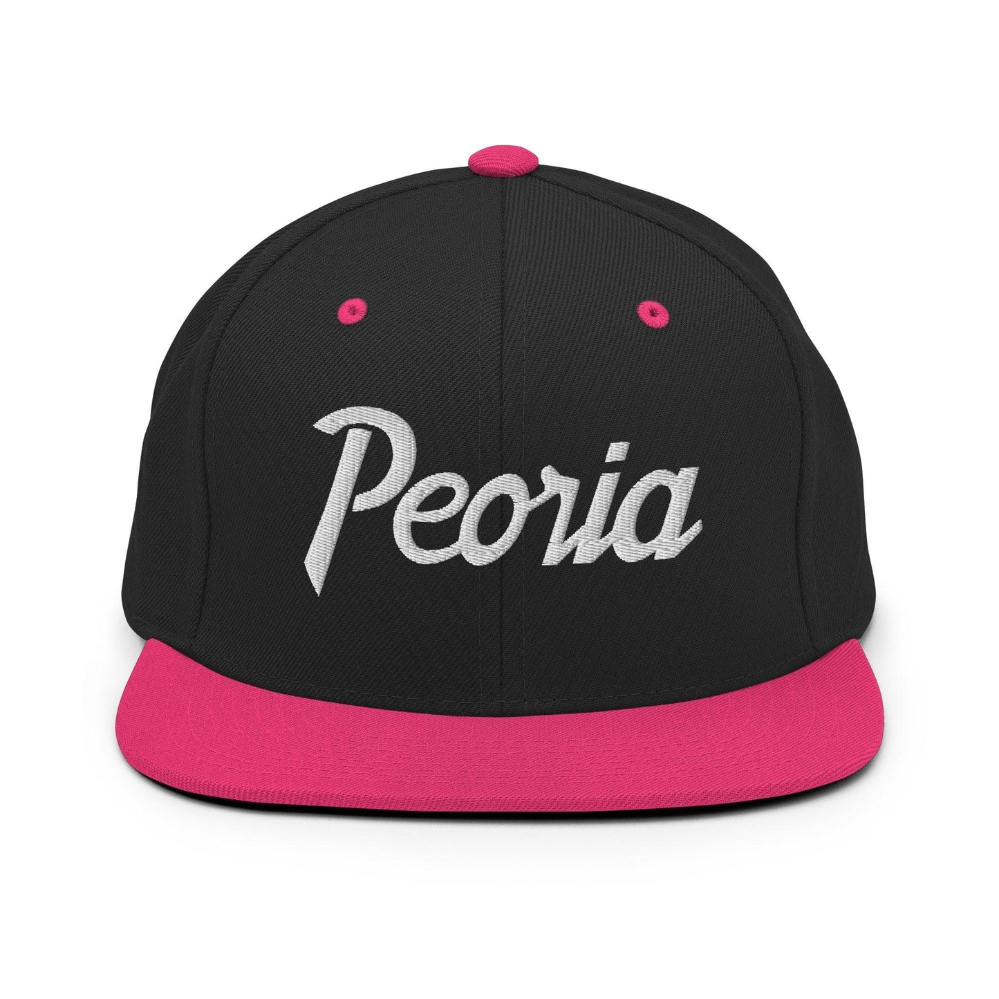 Peoria Script Snapback Hat Black/ Neon Pink
