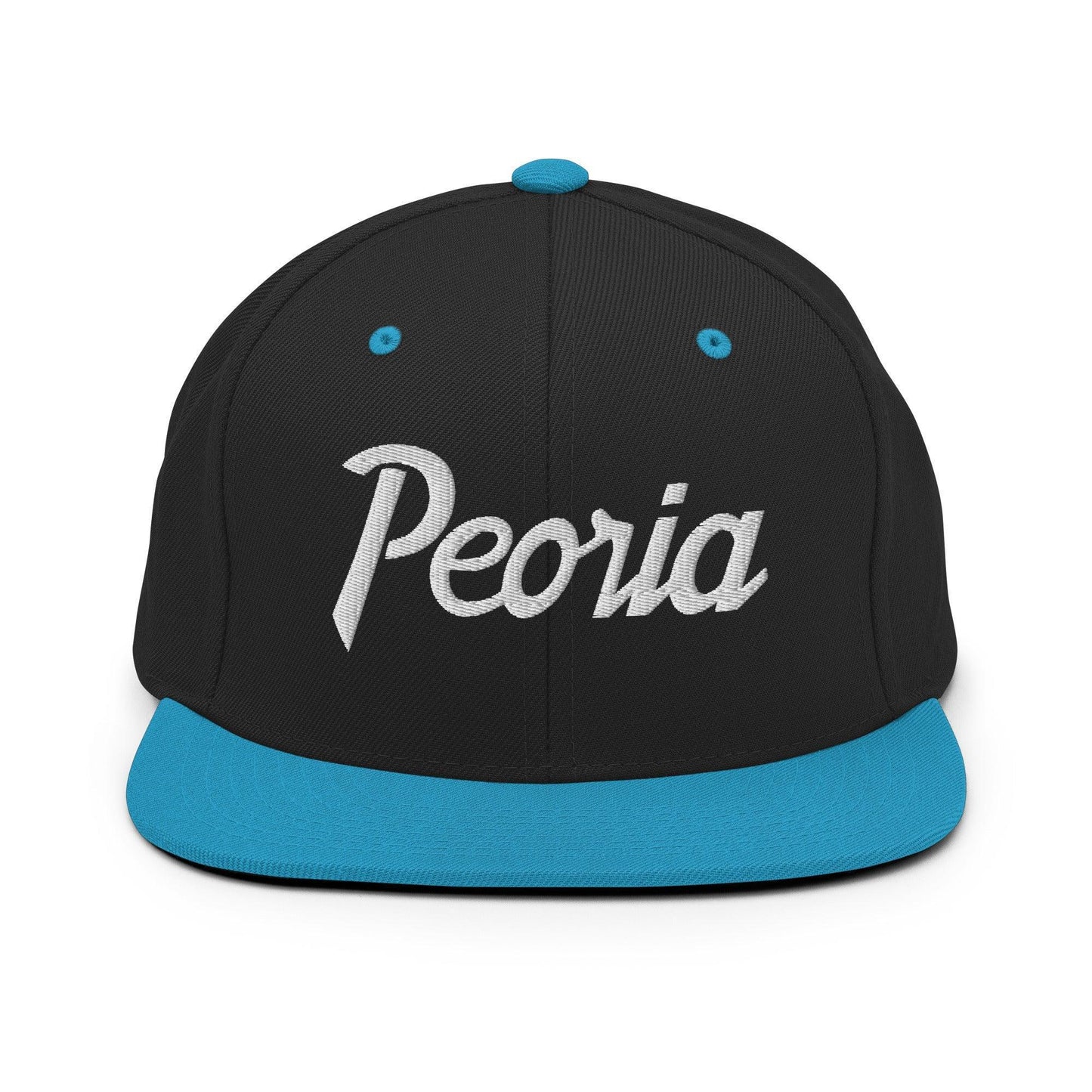 Peoria Script Snapback Hat Black/ Teal
