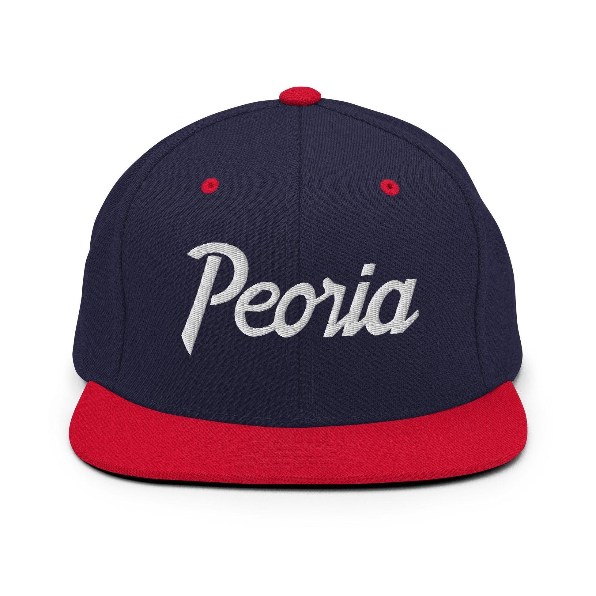 Peoria Script Snapback Hat Navy/ Red