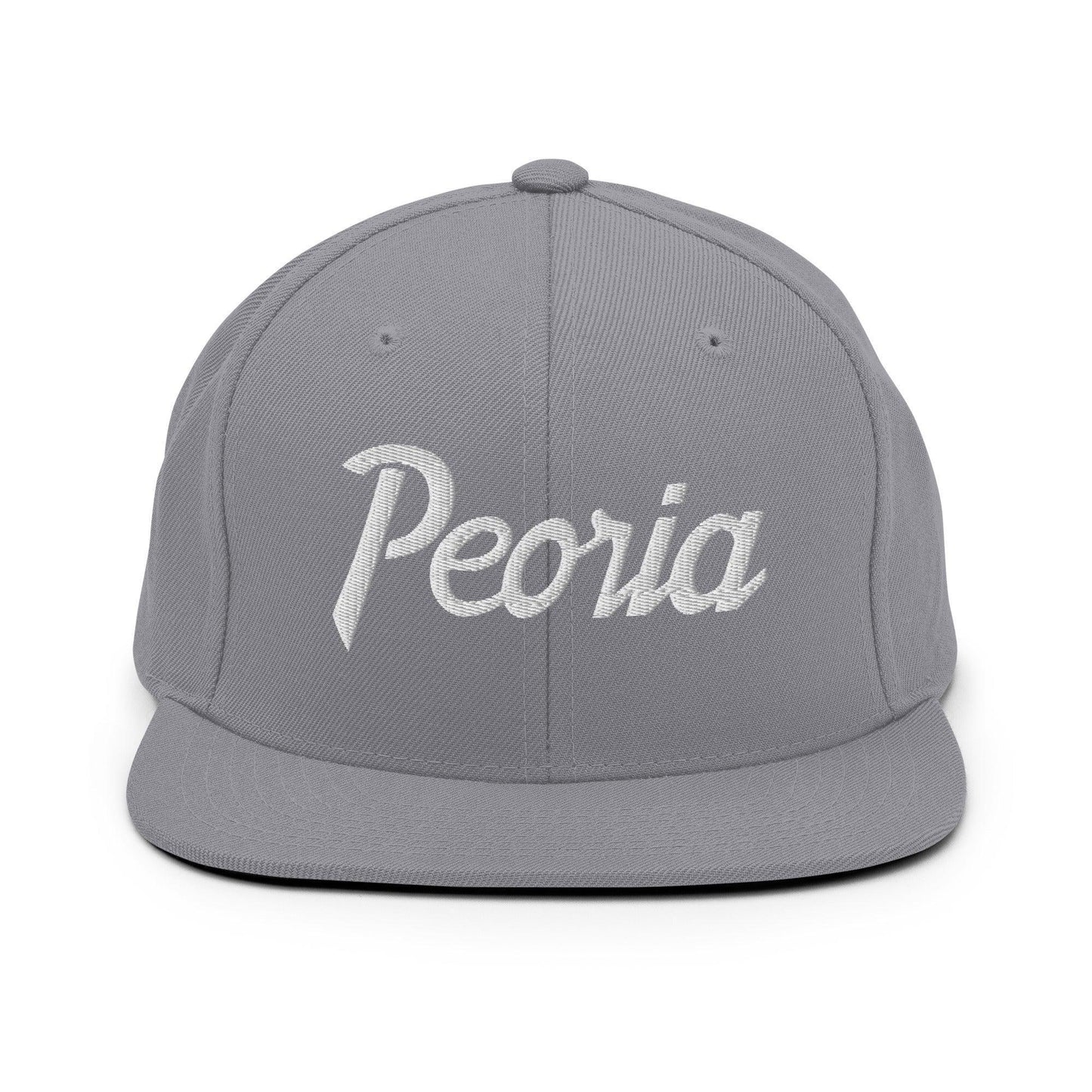 Peoria Script Snapback Hat Silver