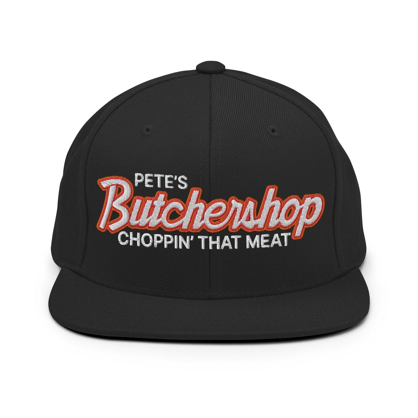 Pete's Butchershop Choppin' That Meat Script Snapback Hat Black
