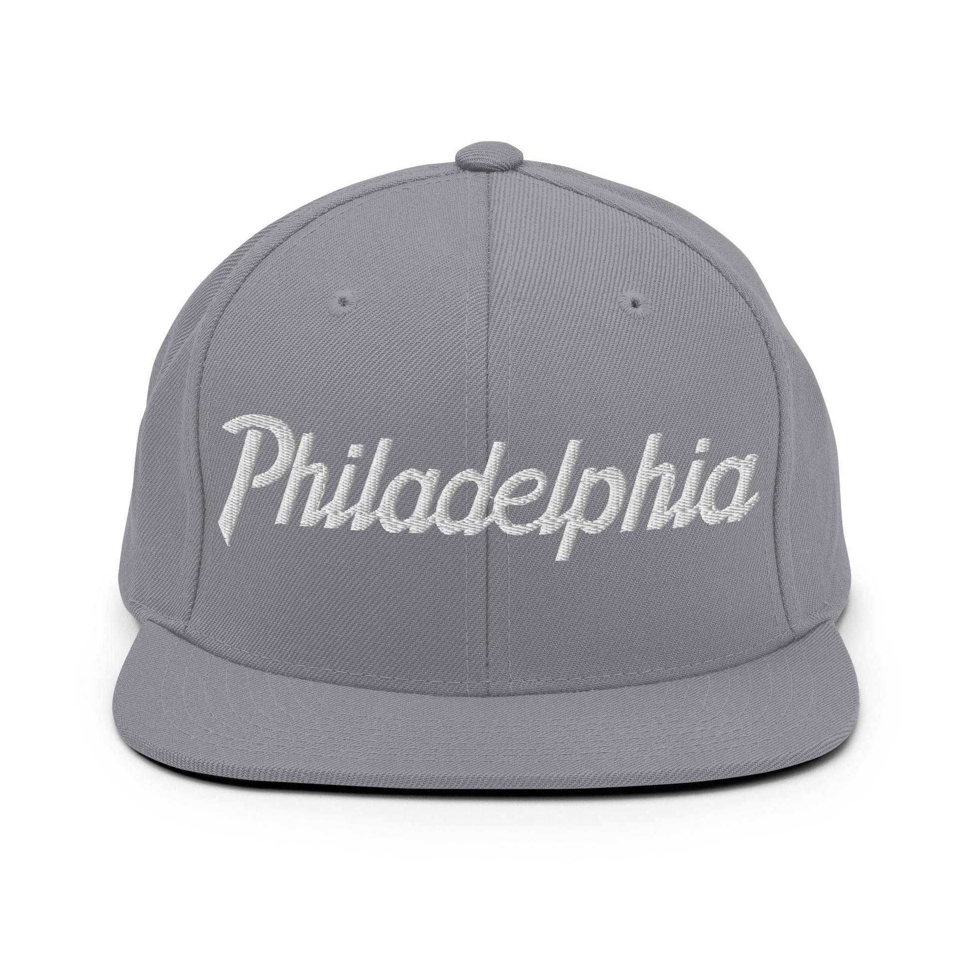 Philadelphia Script Snapback Hat Silver