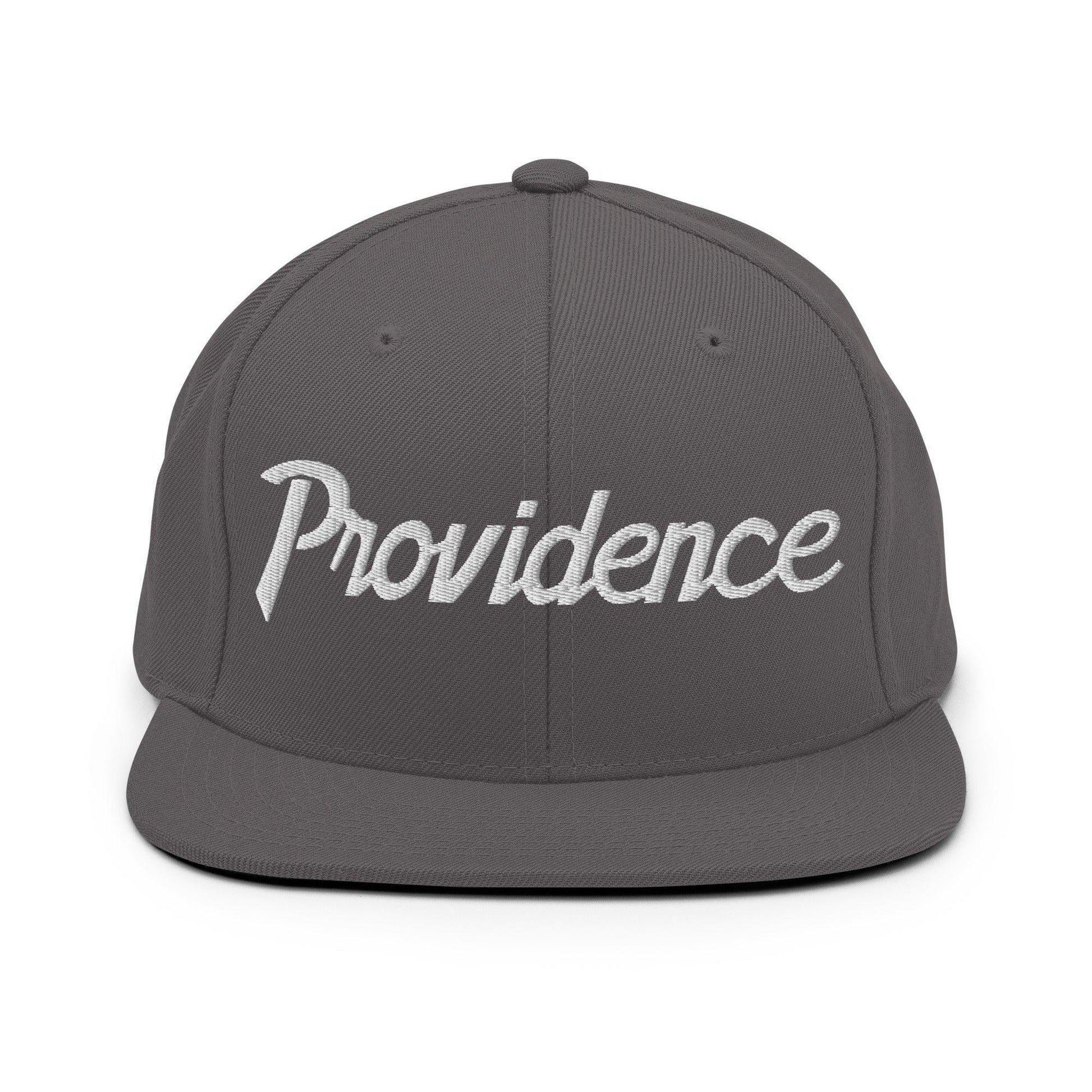 Providence Script Snapback Hat Dark Grey