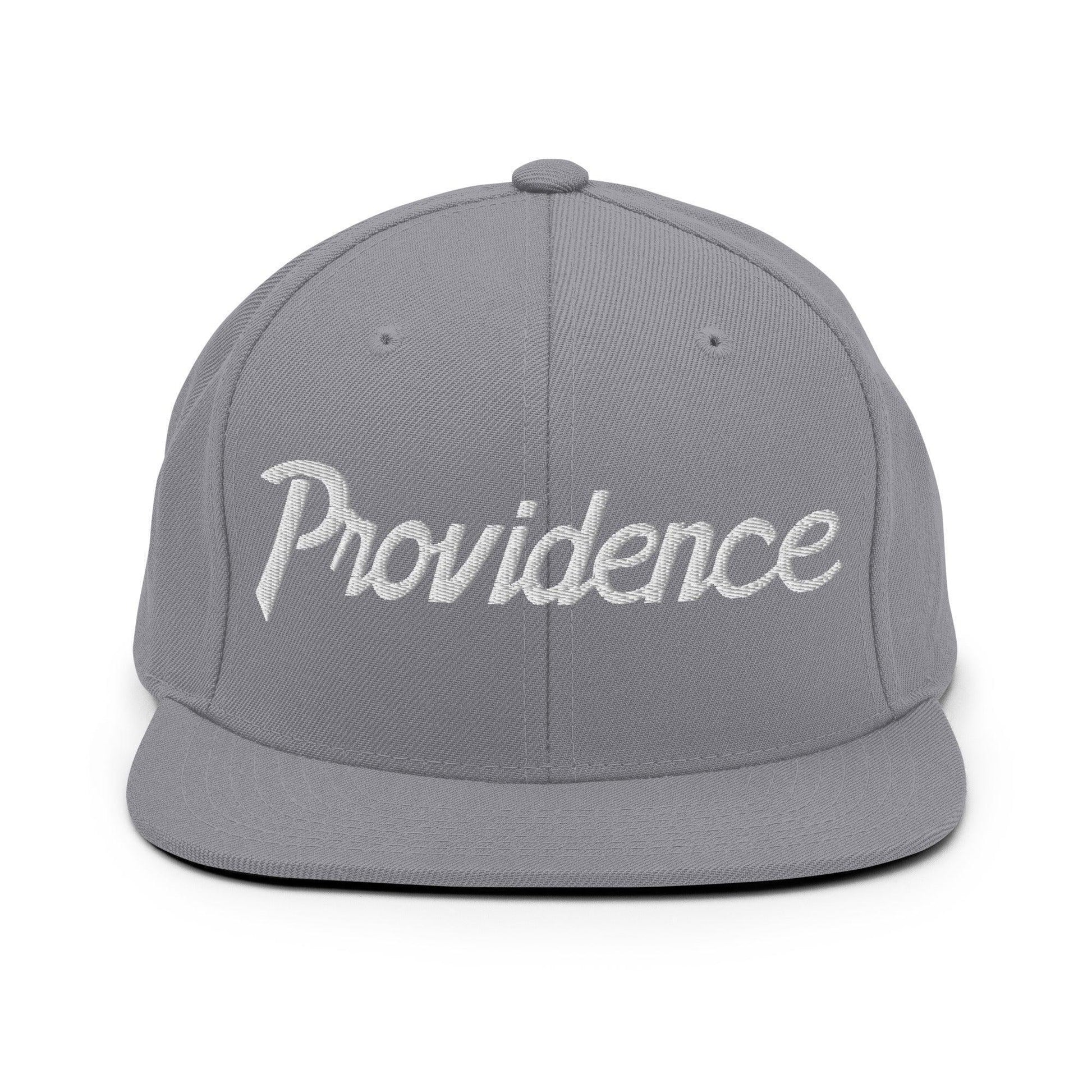 Providence Script Snapback Hat Silver