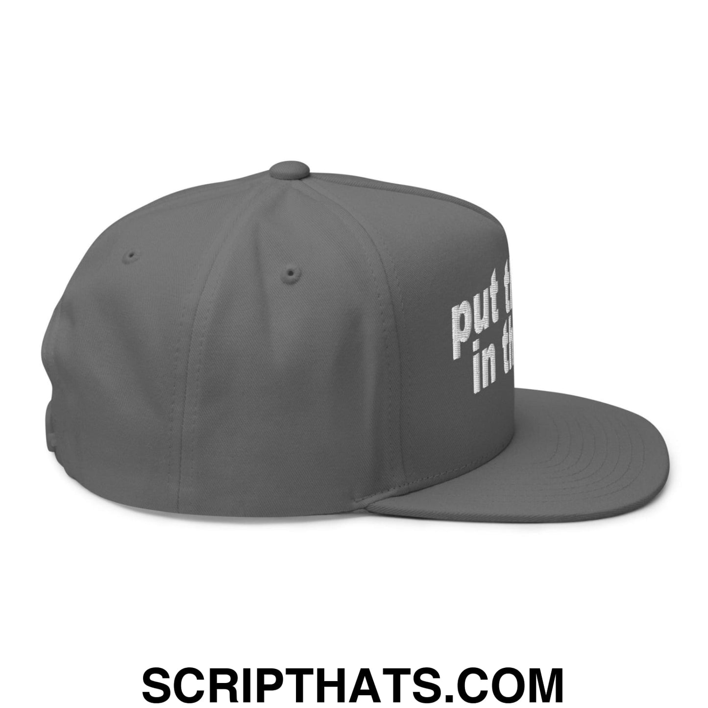 Put the Fries in the Bag Embroidered 5 Panel Flat Bill Brim Snapback Hat Grey