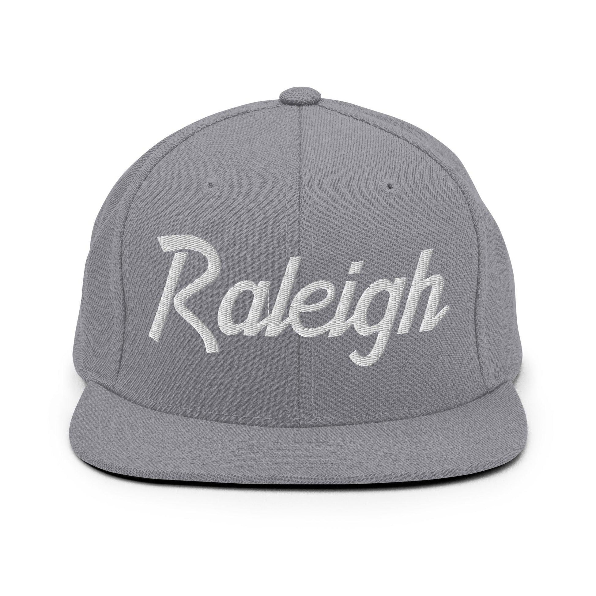 Raleigh Script Snapback Hat Silver