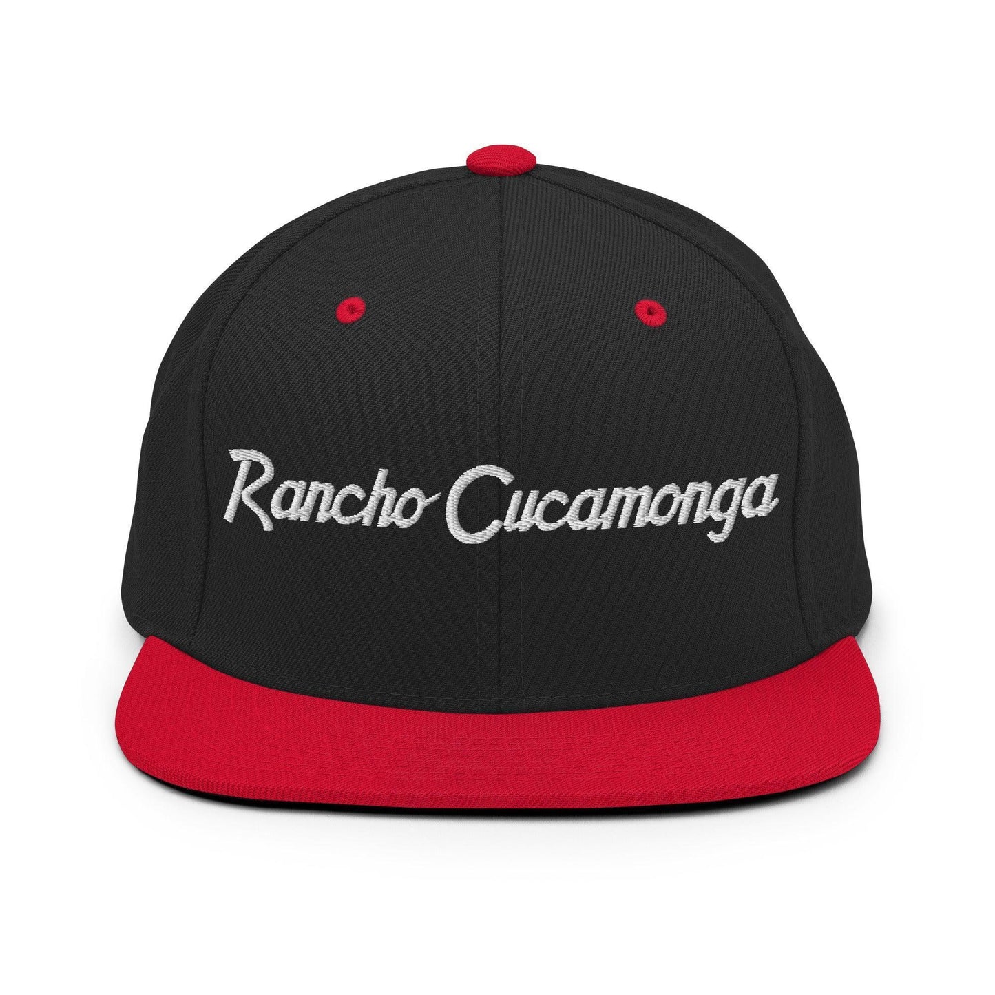 Rancho Cucamonga Script Snapback Hat Black/ Red