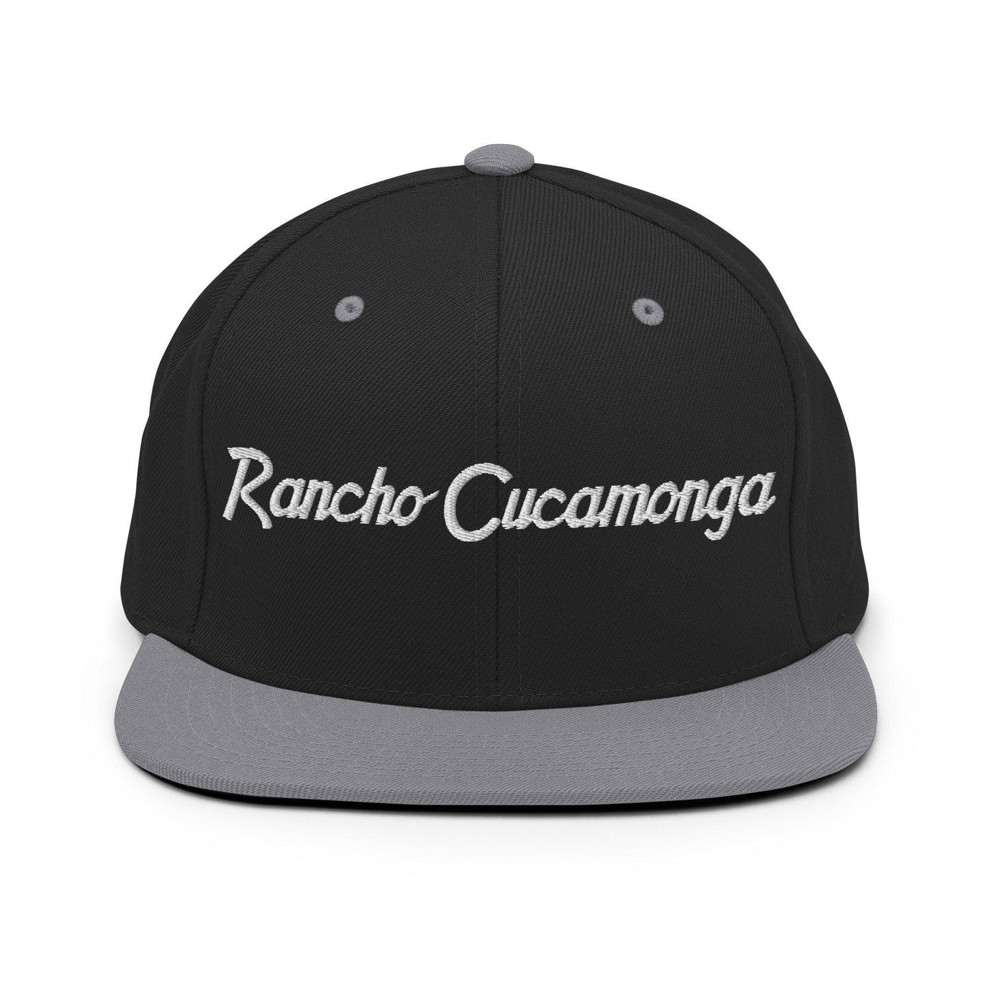Rancho Cucamonga Script Snapback Hat Black/ Silver
