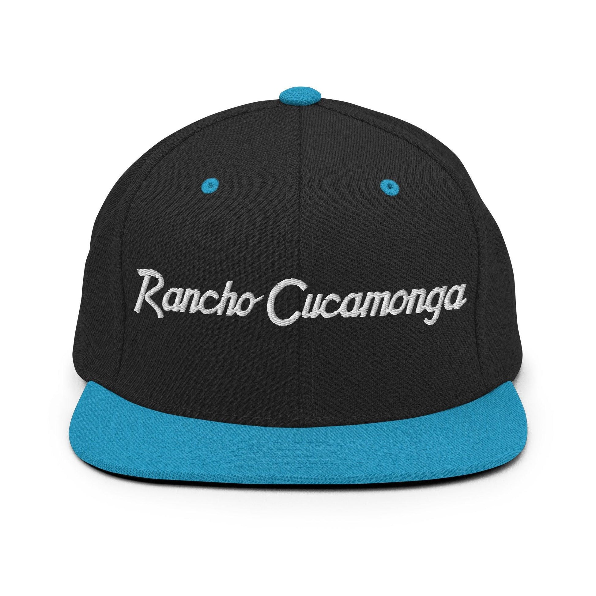 Rancho Cucamonga Script Snapback Hat Black/ Teal