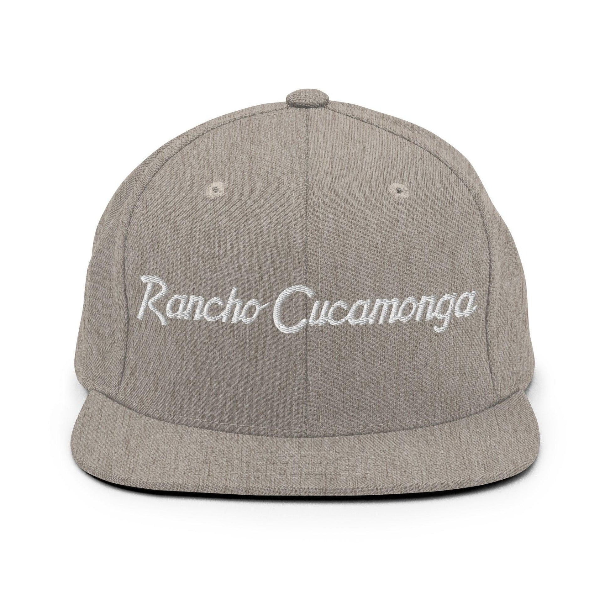 Rancho Cucamonga Script Snapback Hat Heather Grey
