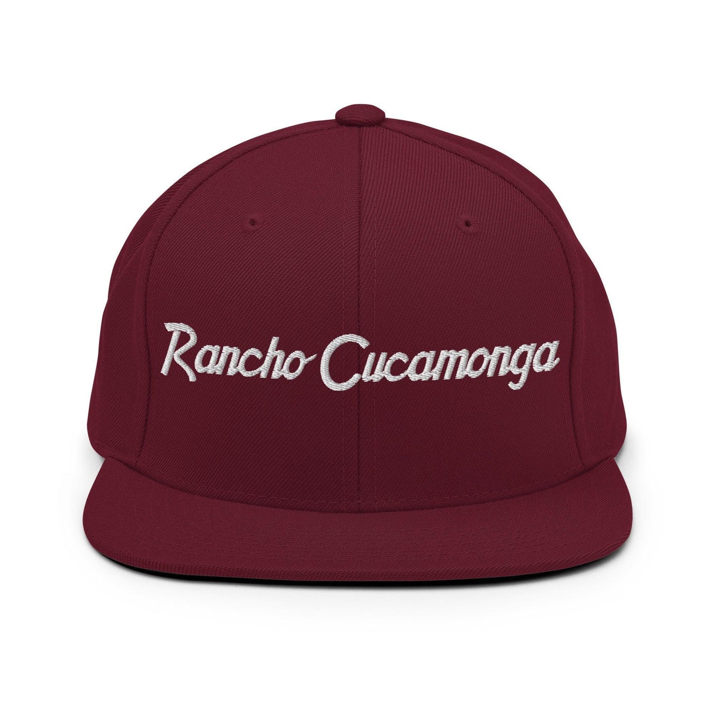 Rancho Cucamonga Script Snapback Hat Maroon